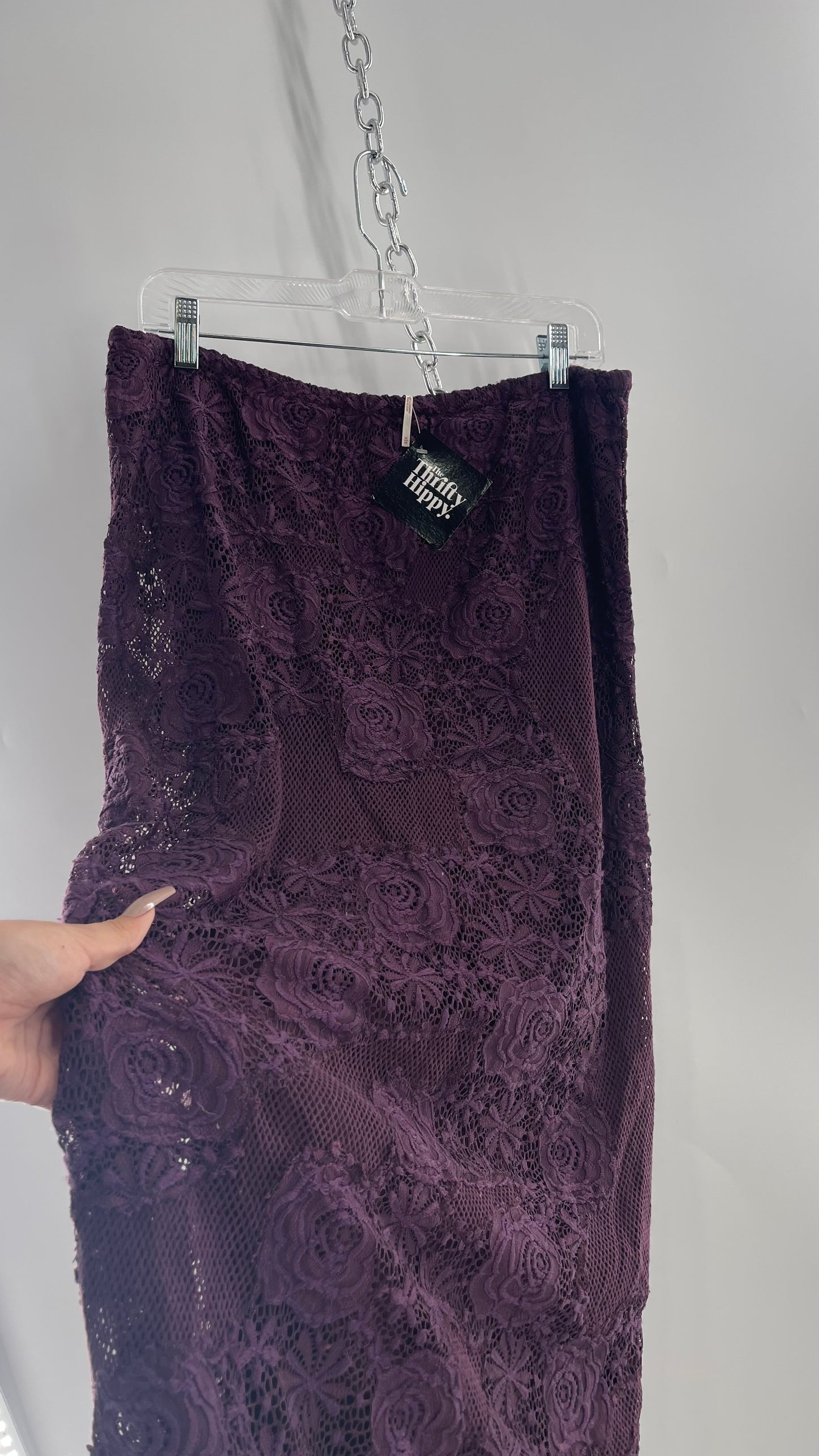 Free People Plum/Purple Lace Mesh Skirt with Tags Attached (Medium)