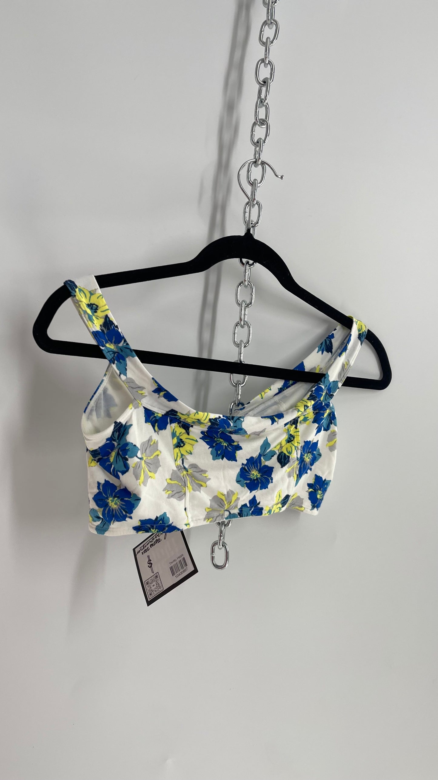 Intimately Free People White Floral Tie Front Crop (Small)