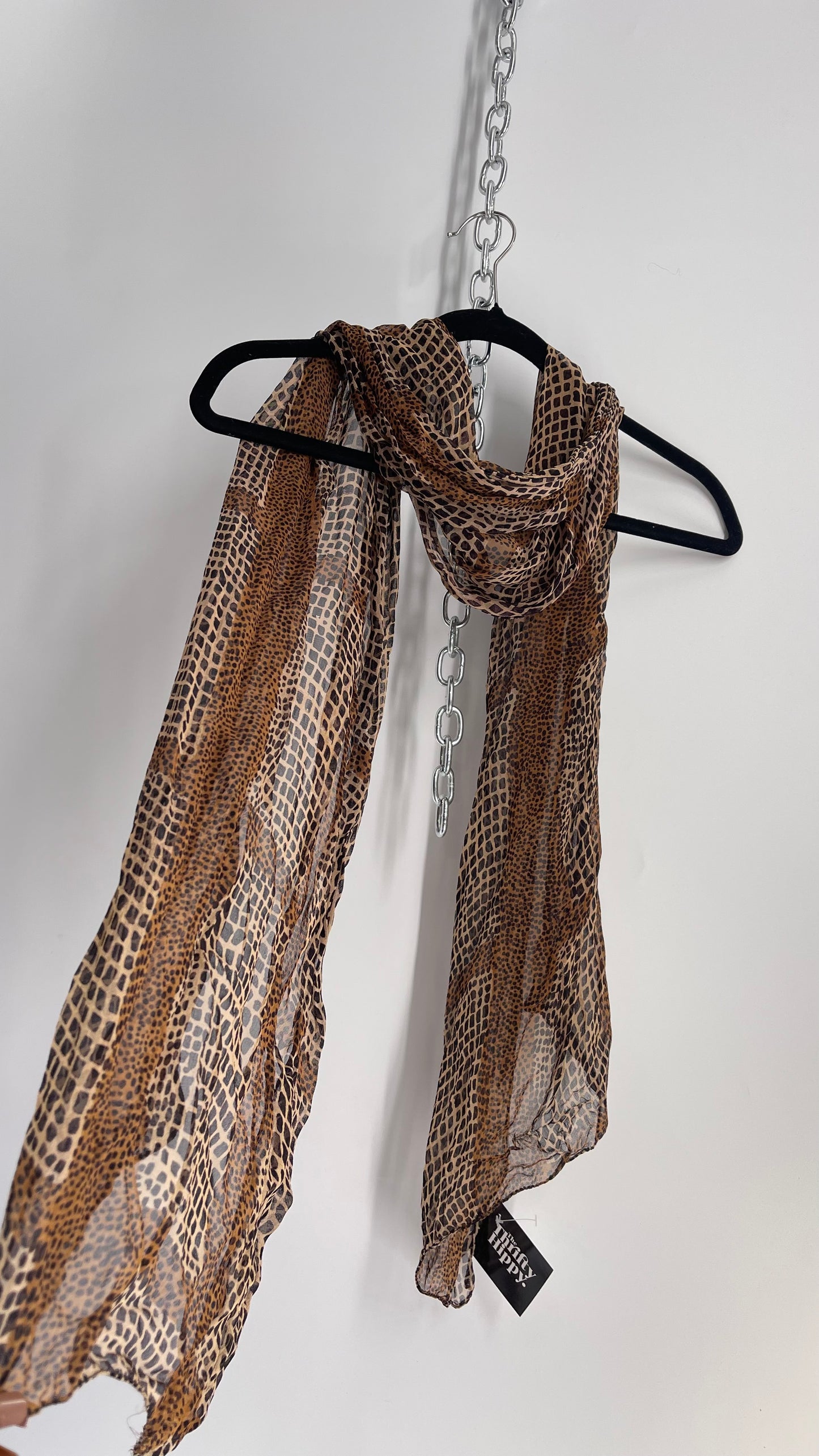 Vintage Cheetah Brown Printed Scarf