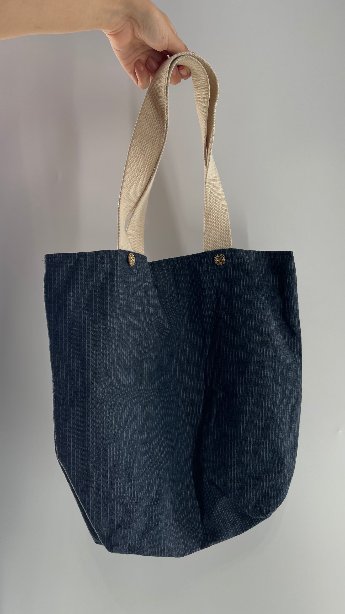 Vintage Denim Tote Bag with Lace Appliqué