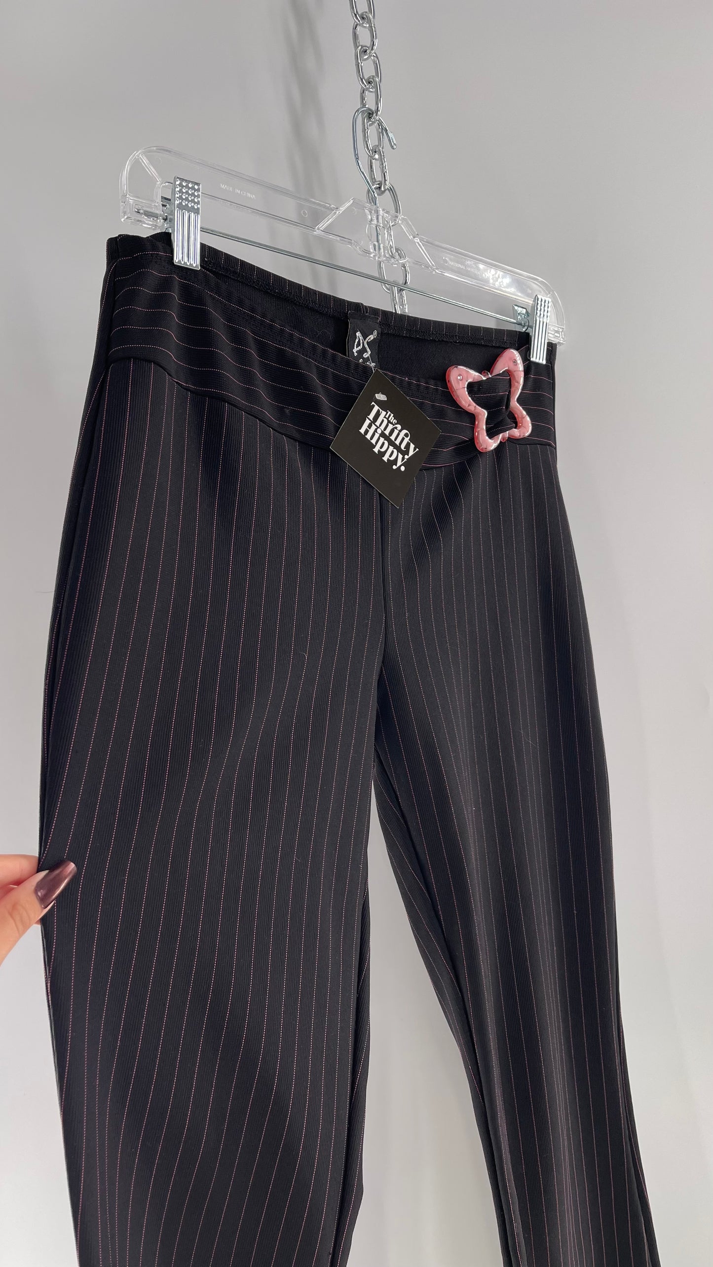 Vintage PS Pink Pinstriped Kickflares with Butterfly Buckle (S)