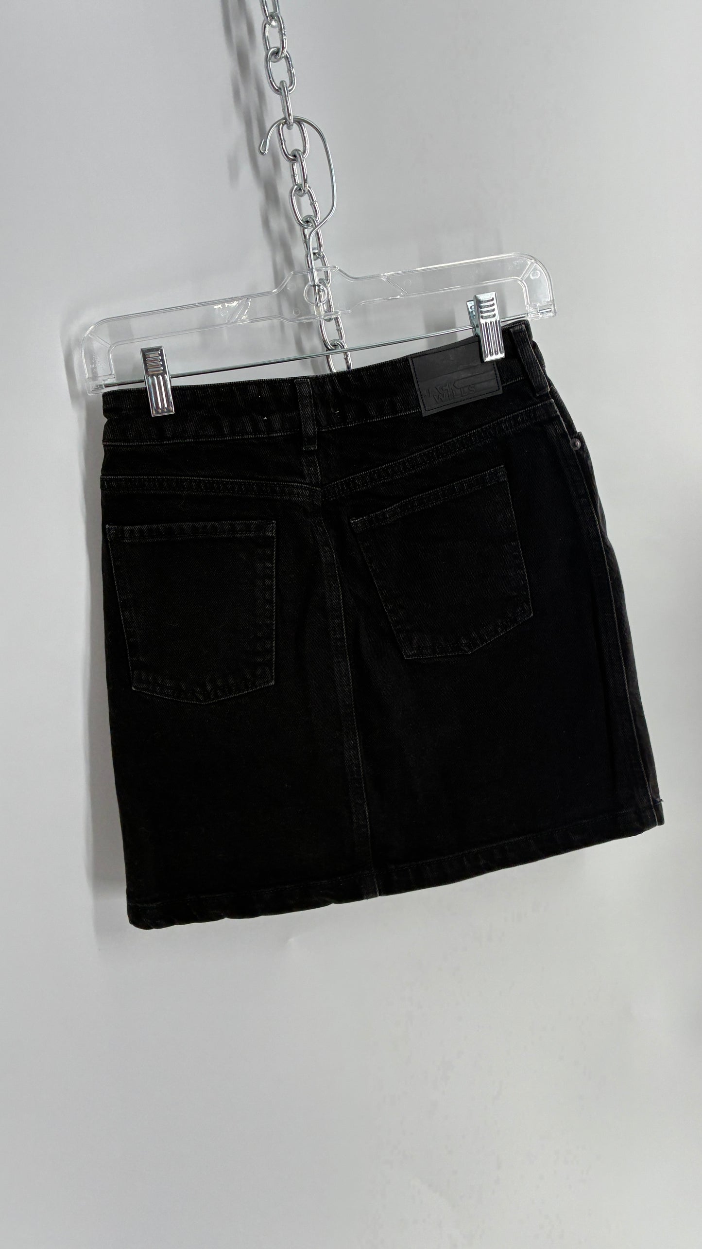 JACK WILLS Black Denim Mini Skirt with Tags Attached (2)