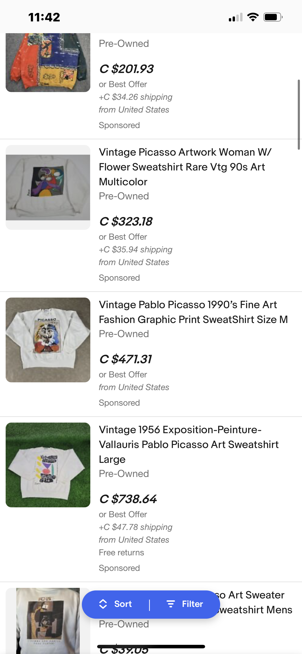 Deadstock Vintage Picasso Dove Doodle Crewneck Portal Art Tops Tag (Large)