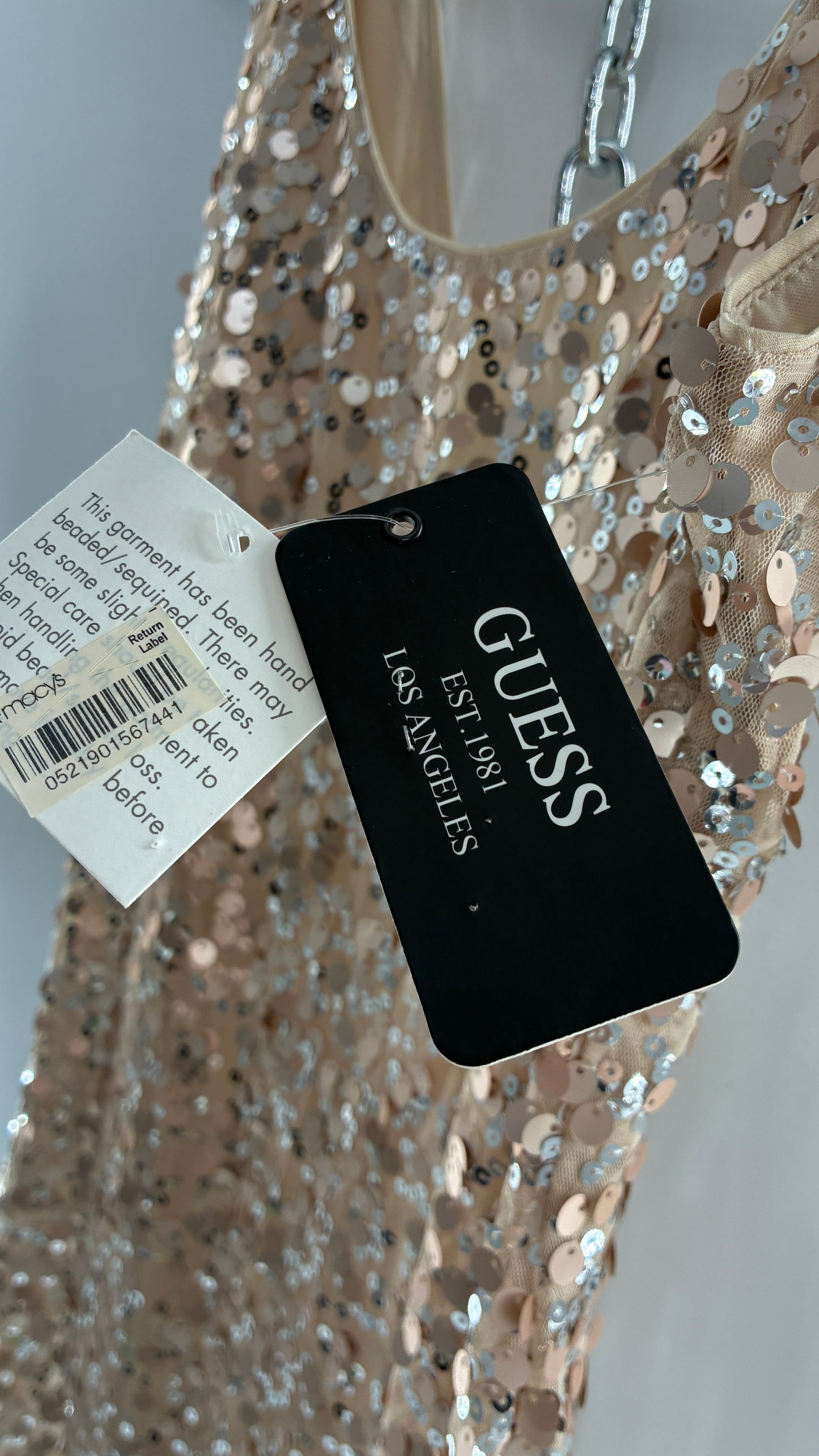 Deadstock Vintage GUESS Champagne Sequin Mini Dress (10)