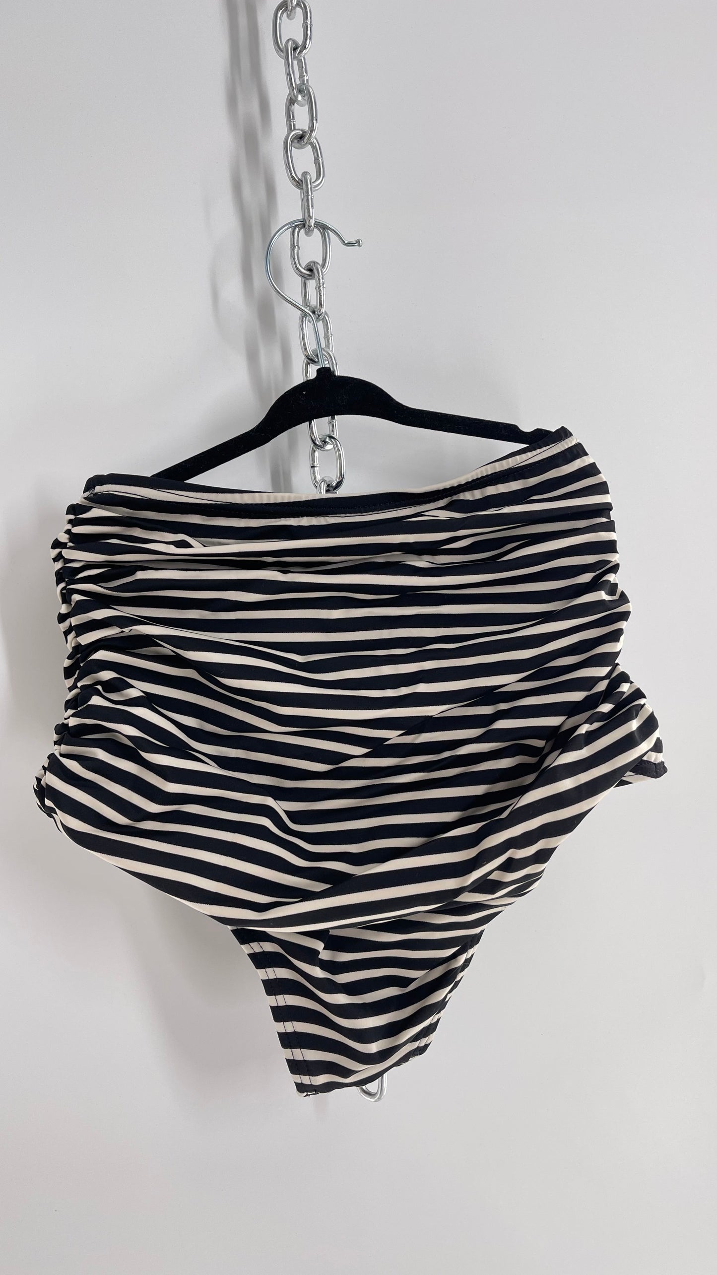 Out From Under Striped White Black High Waisted Swim Bottoms NWOT (Small)