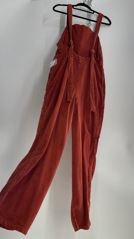 Free People Rust Orange Corduroy Jumpsuit with Tags Attached (Medium)