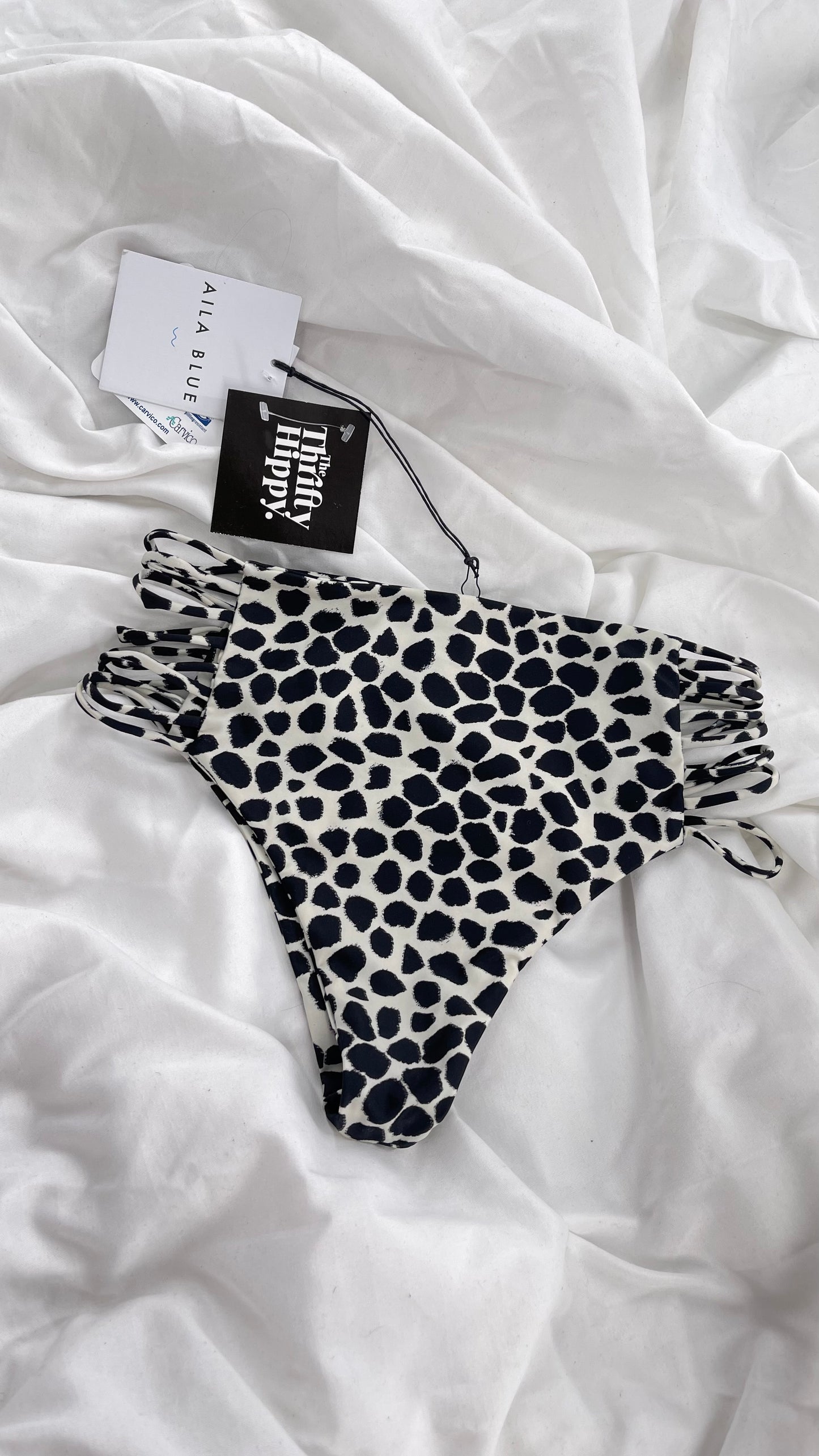 AILA BLUE Animal Print Cheeky Bottoms with Strappy Sides and Tags Attached (Small)