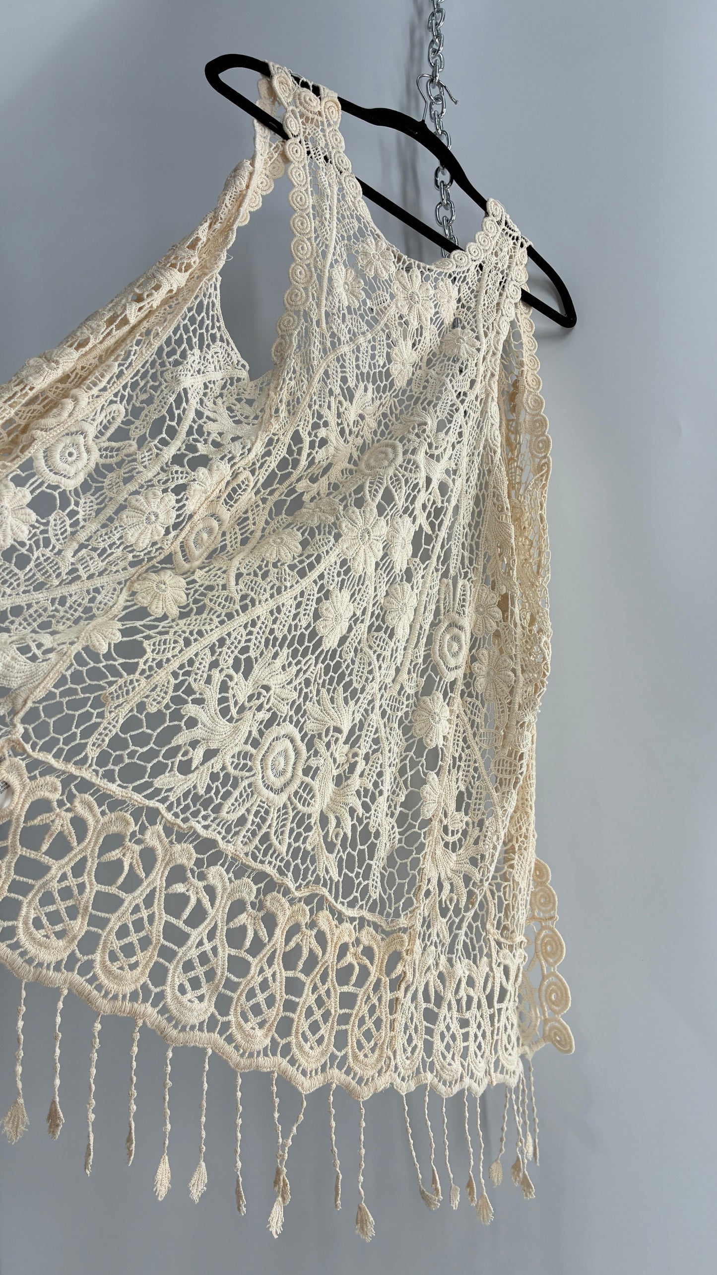 Vintage Sleeveless Crochet Cape (M/L)