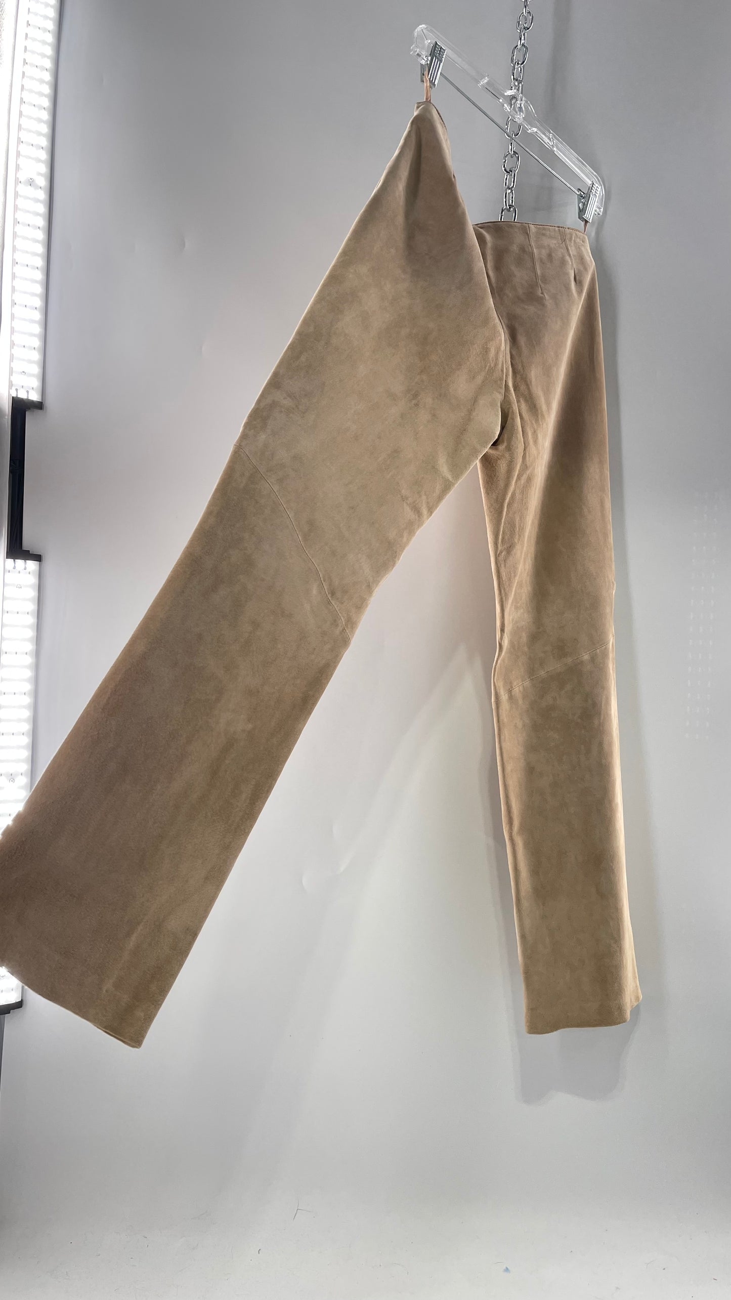 Deadstock Vintage Slouchy SienaStudio Oatmeal Tan Suede Pants (8)