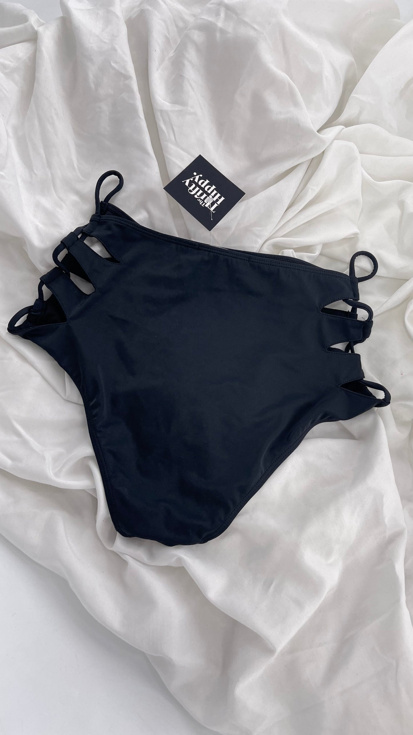 Pacsun Kendall & Kylie Black High Waisted Bottoms with Lace Up Sides (Medium)