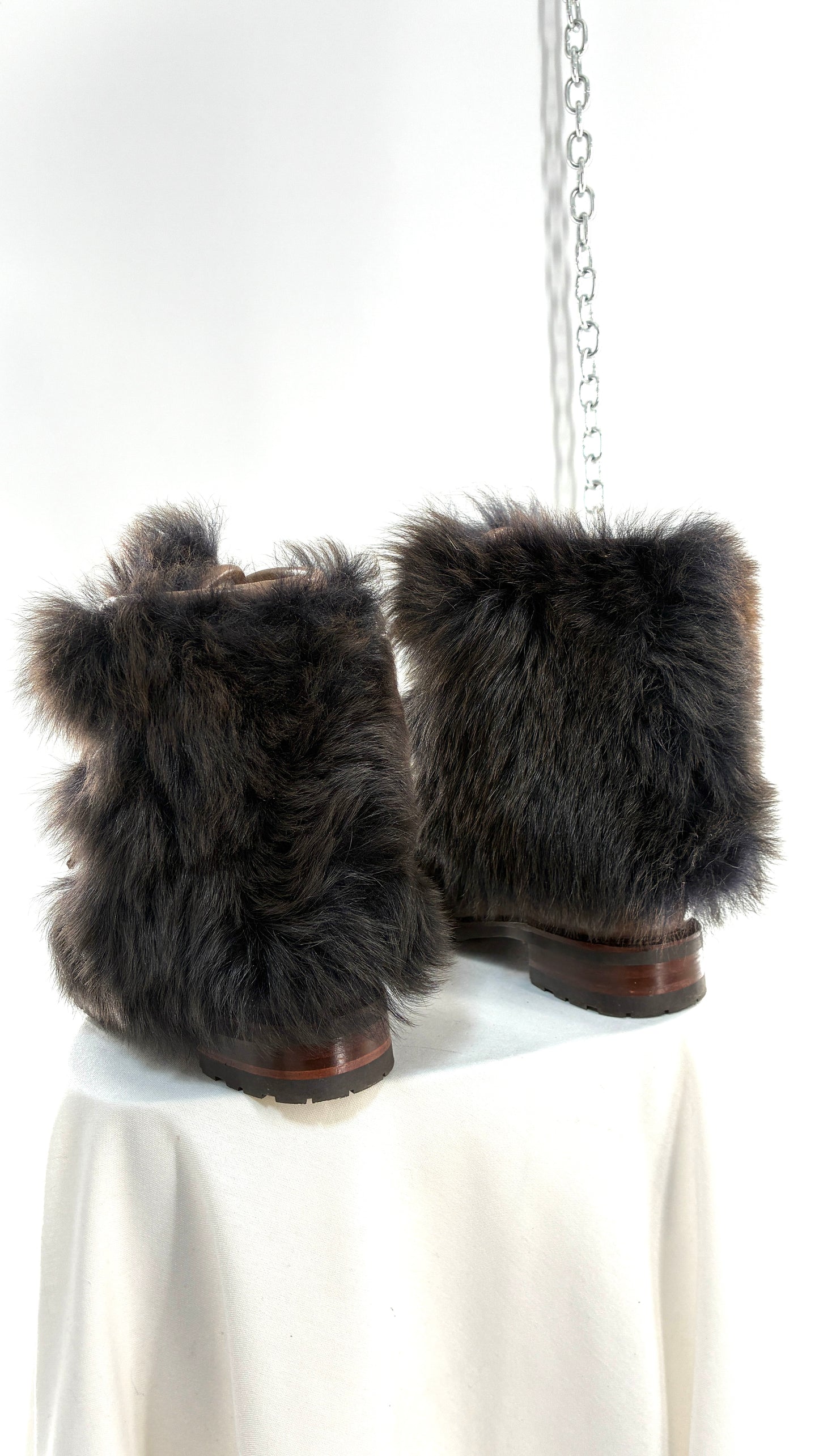 Vintage AERIN Apres Ski Brown Leather Boots with Genuine Fur and Shearling Lining (7)