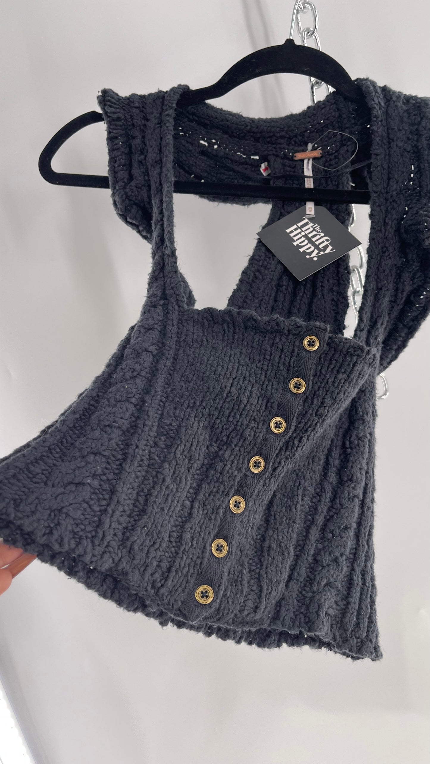 Free People Black Cozy Knit Tank (XS)