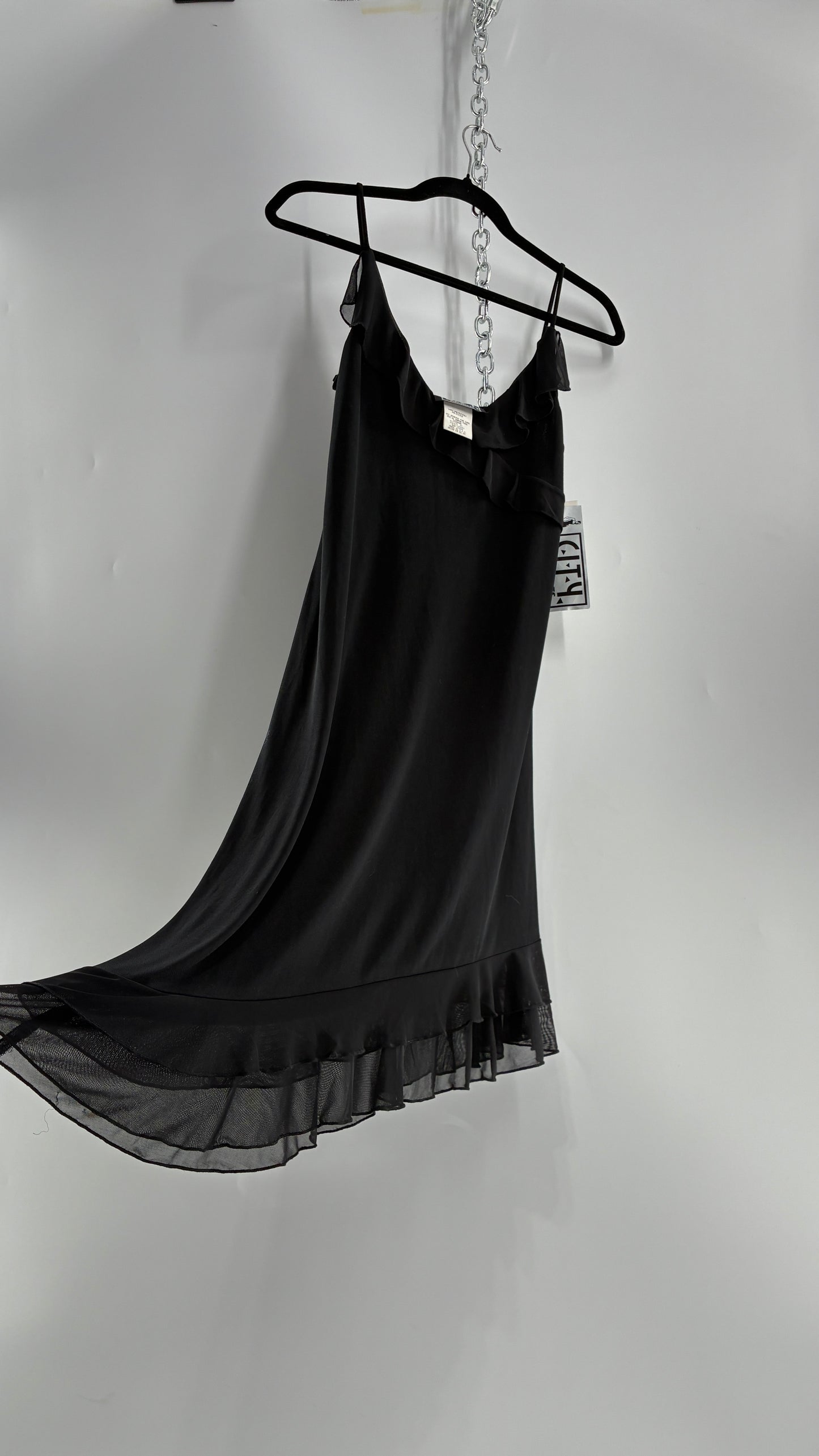 Deadstock Vintage City Triangles Black Asymmetric Dress (Medium)