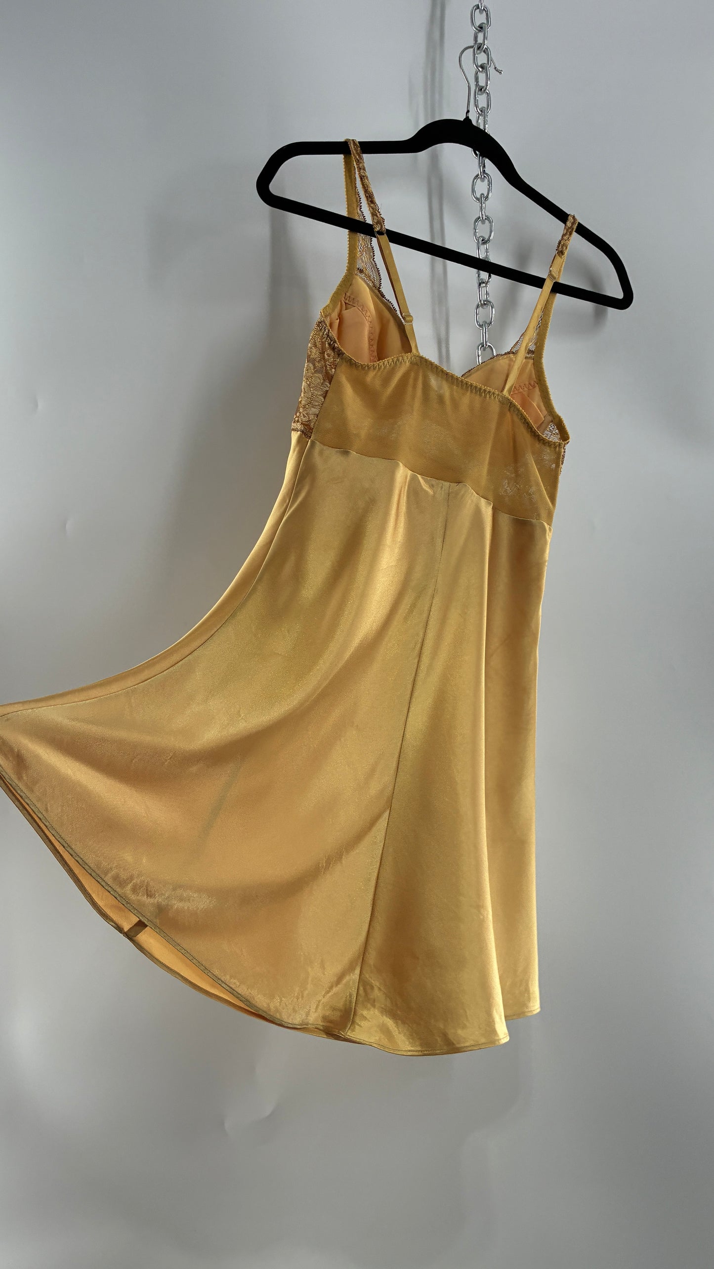 Vintage Victoria’s Secret Gold Mini Dress with Lace Underwire Bustier (XS)