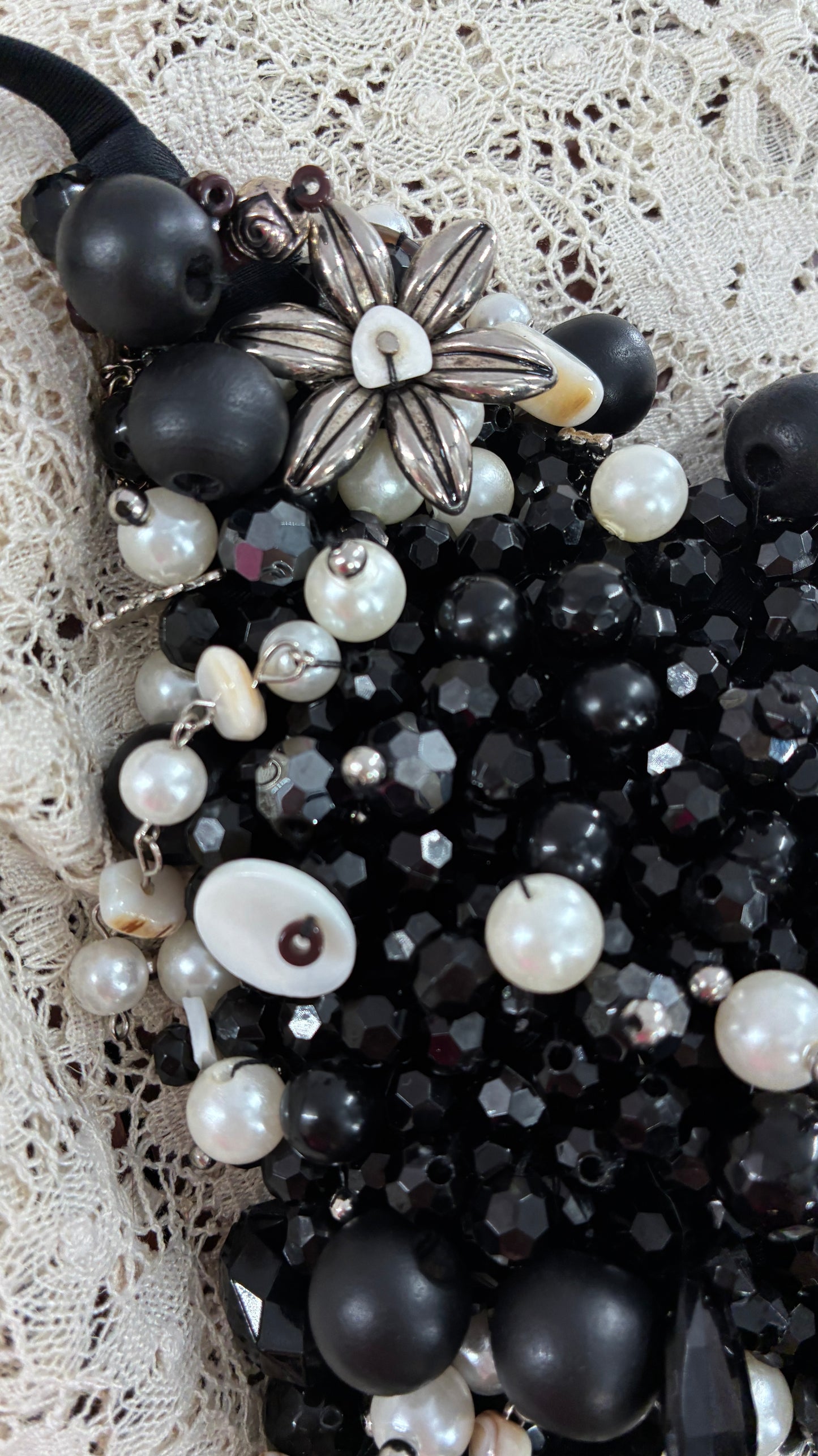 CUSTOM 1/1 Black Swimsuit Covered in Hand Placed and Sewn Beads, Charms, and Gems (MEDIUM)