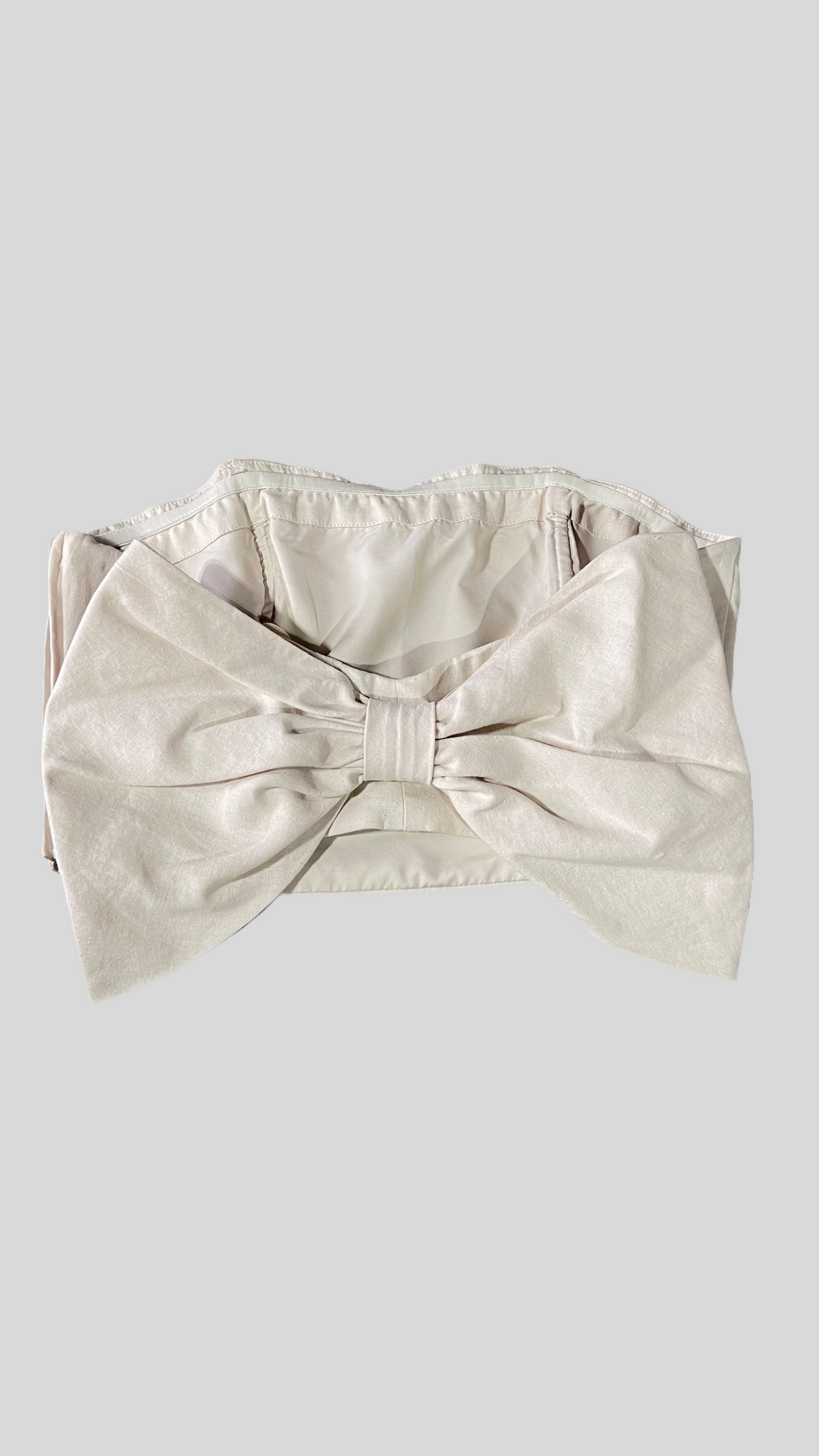 HUTCH Beige Cropped Tube Top with Oversized Back Bow, Rubber Trim Support and Zipper Closure (10)