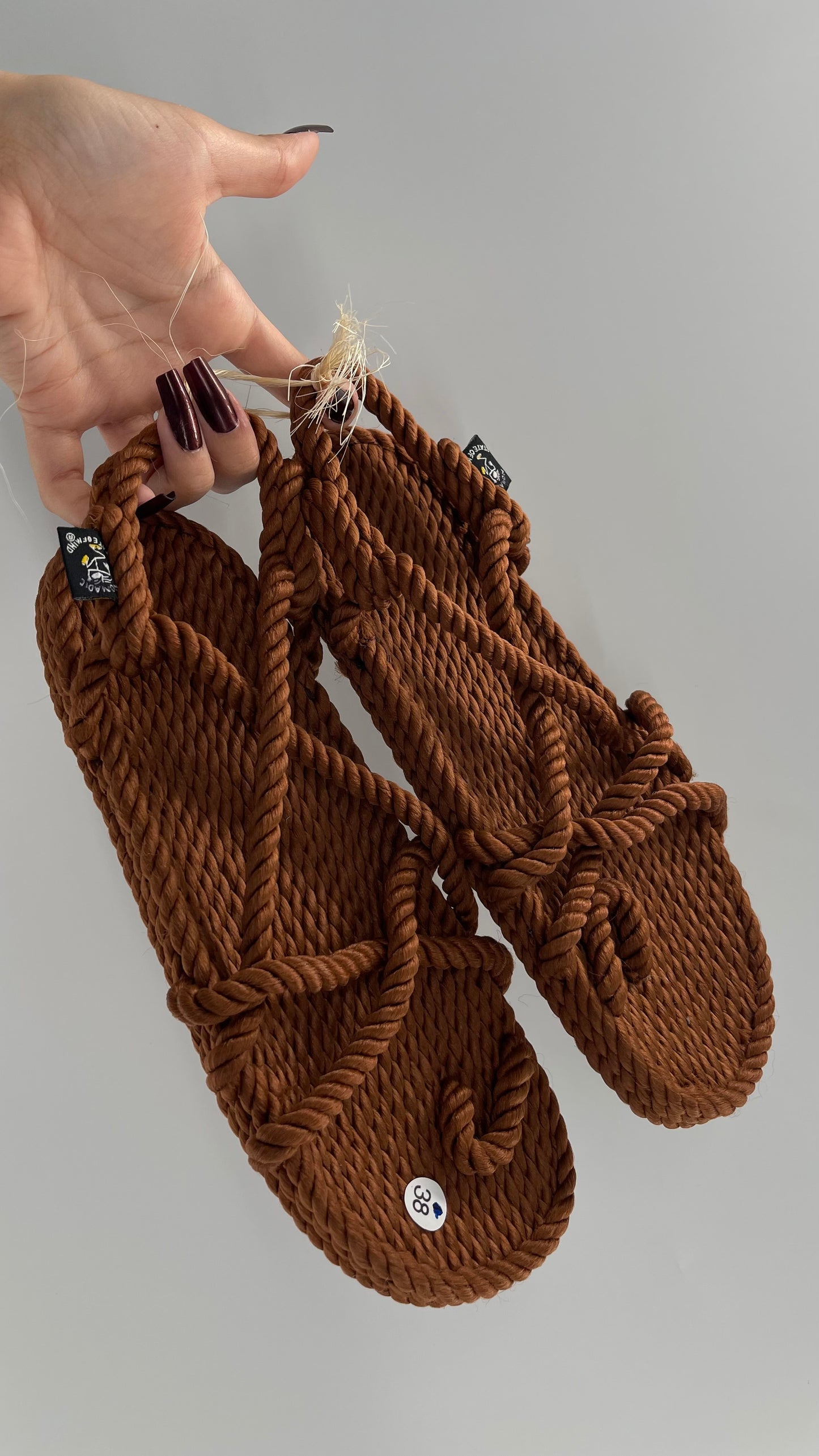 Nomadic State of Mind Free People Bronze/Burnt Orange Rope Sandals (38)