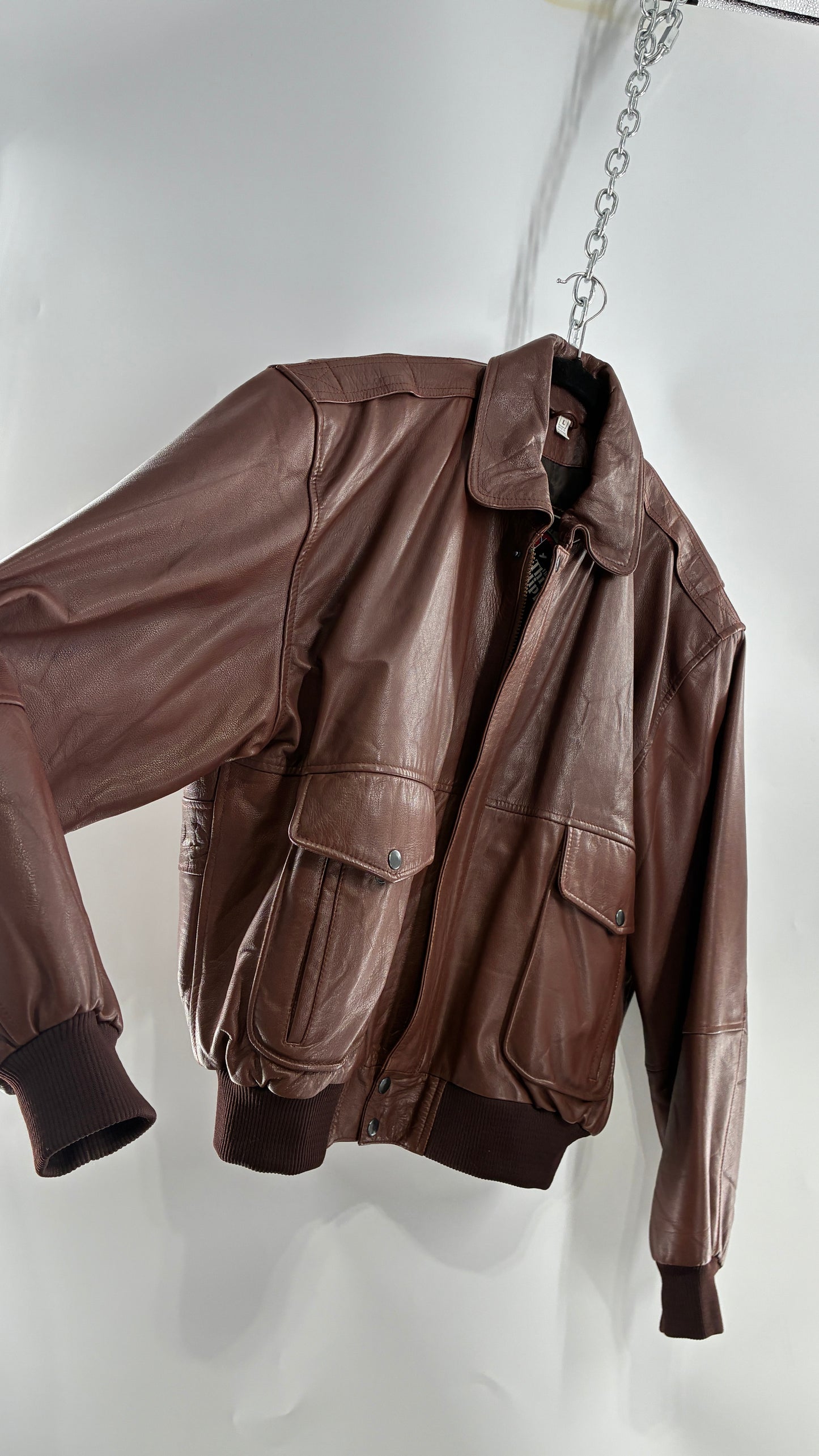Vintage SUPER FORTRESS B2 Brown Leather Bomber Jacket (Large)
