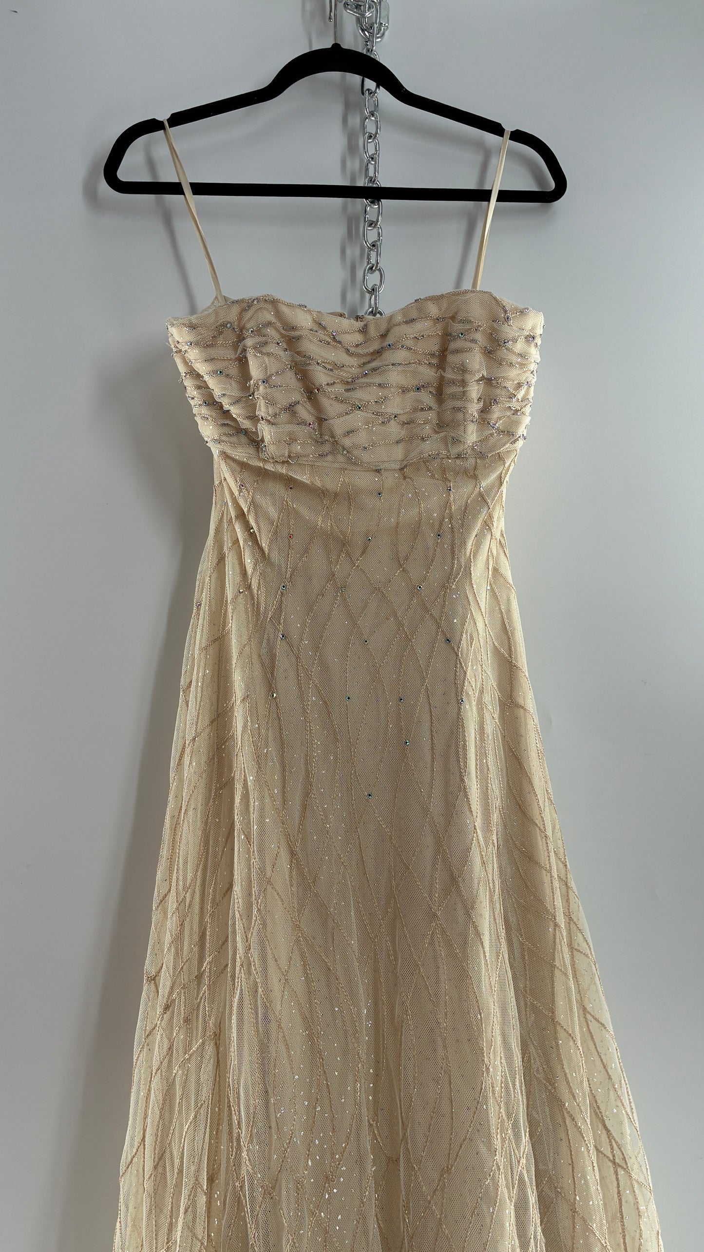 Vintage Victor Costa for Neiman Marcus Strapless Ruched/Pleated Bust Mermaid Gown Covered in Braided Threads and Embroidered Beads (6)