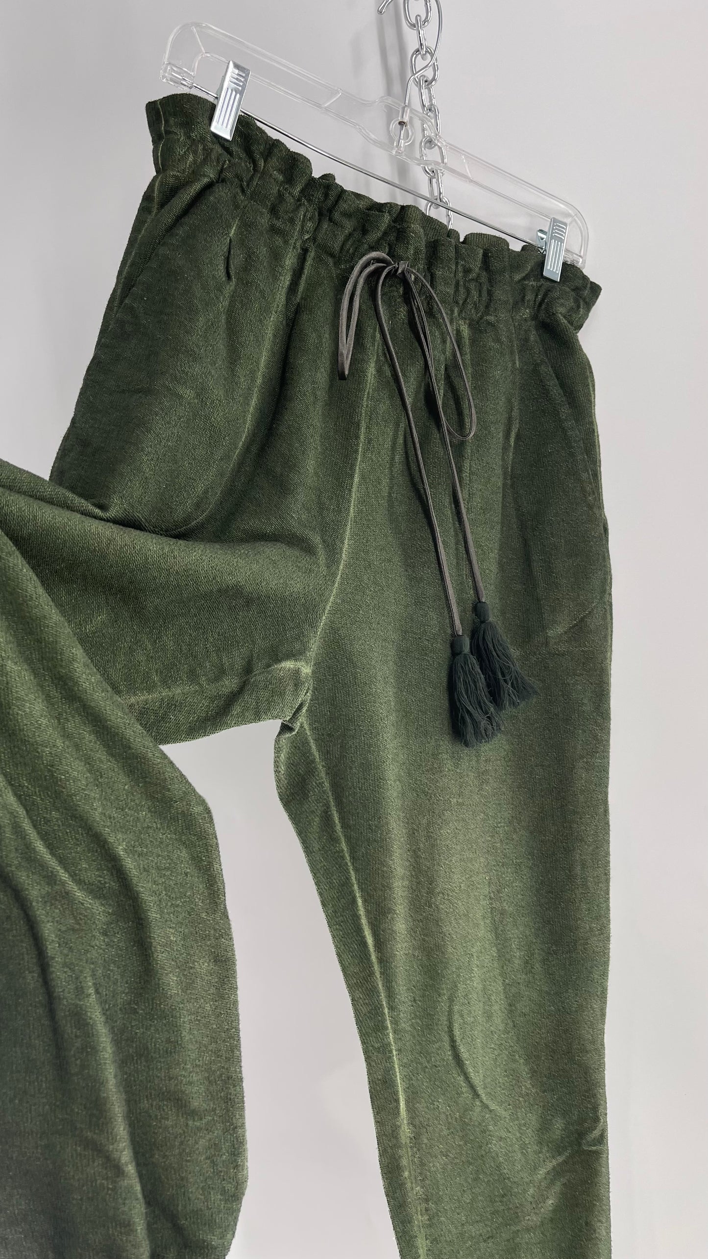 Something Navy Portugal Made Army Green Gauze Hand Dyed Joggers(Medium)