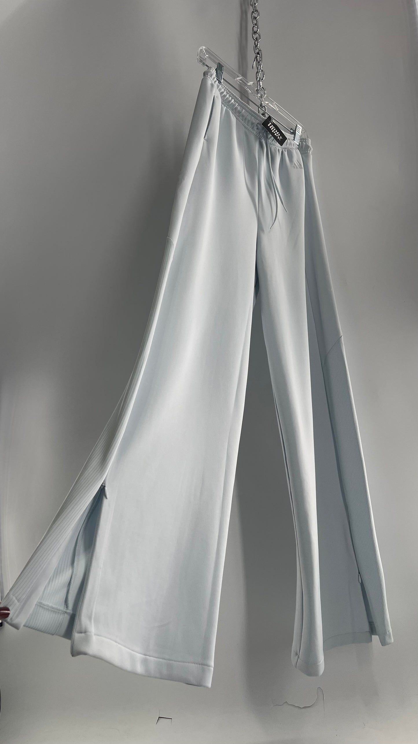 Adidas Light Blue Baggy Loungewear Athletic Pants with Zipper Side Ankles (ST)