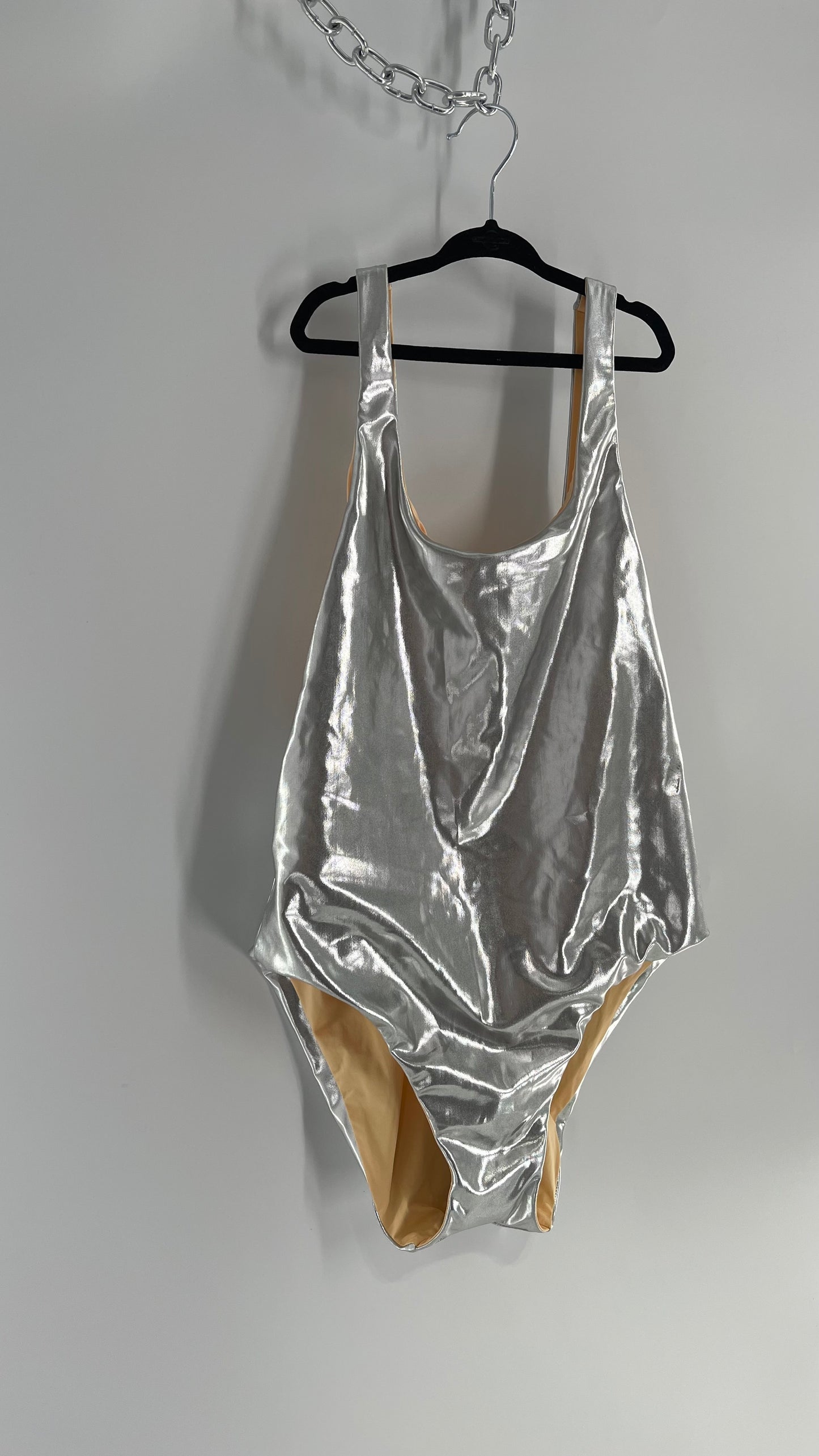 Dolce Vita Reversible Silver Metallic/Nude Swimsuit (Medium)