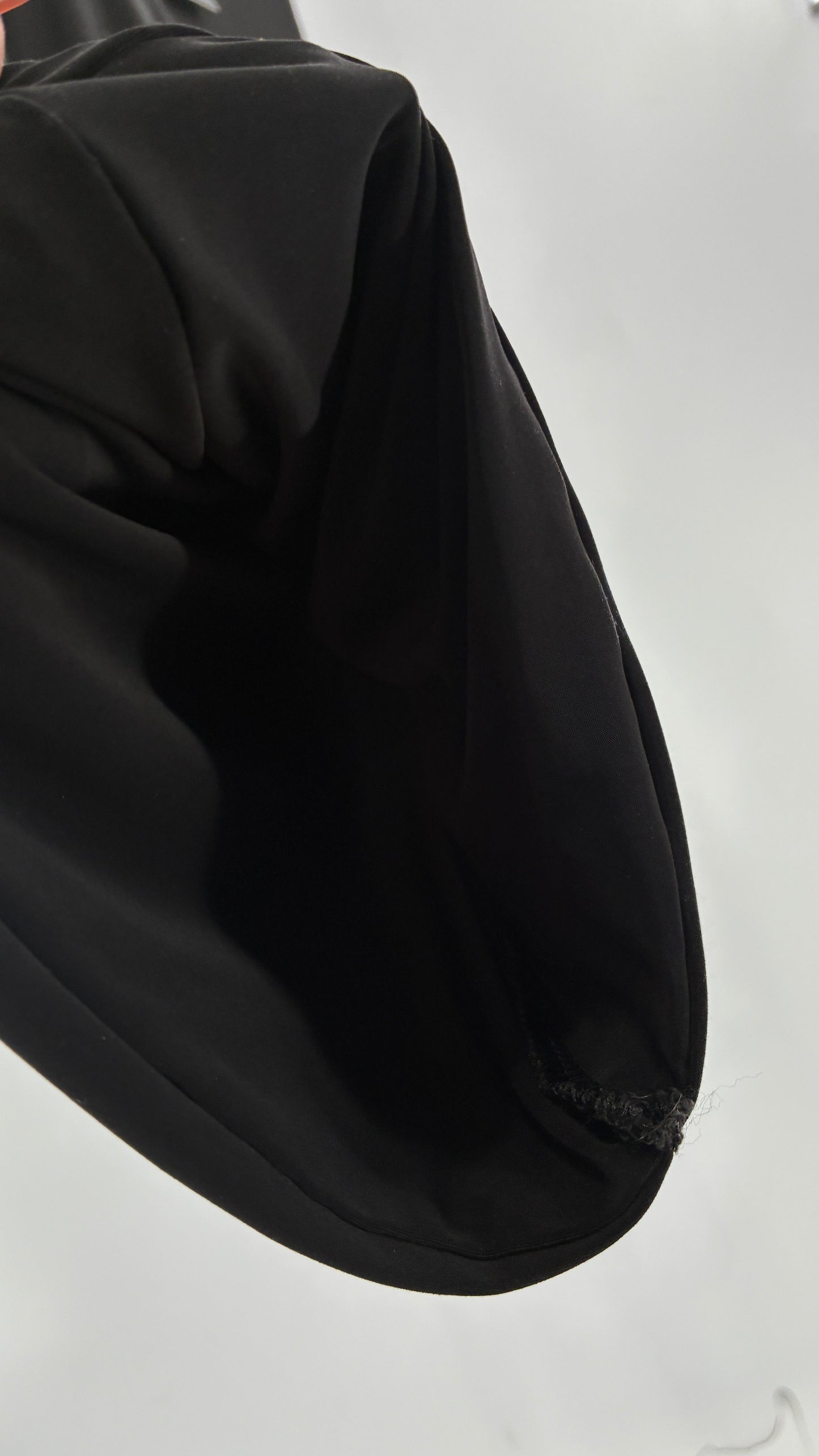 Pretty Little Thing Black Slinky Tie Side Cut Out Flared Double Lined Thick Trousers with Tags Attached (10)