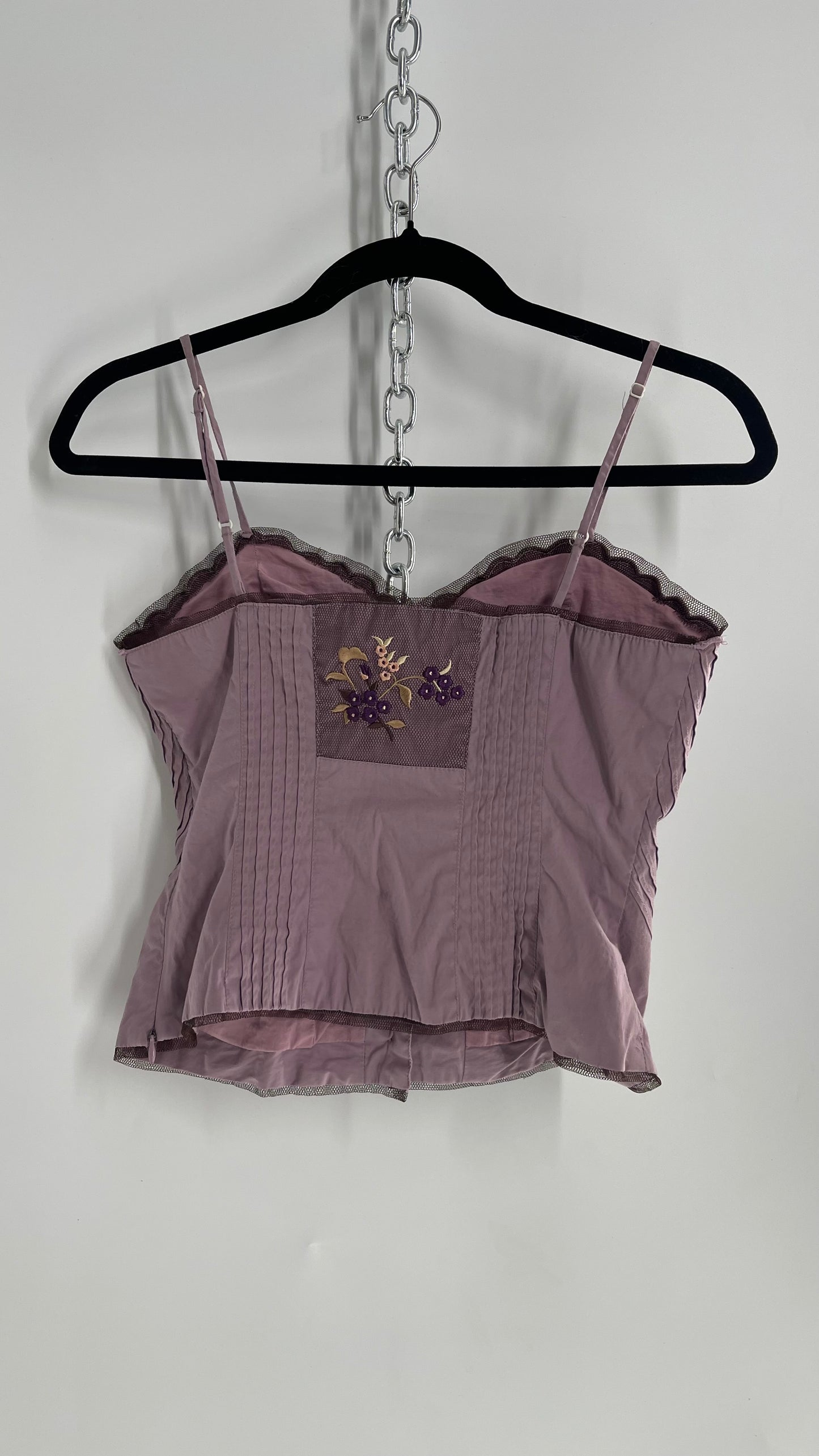 Vintage Elevenses Purple Embroidered Button Front Camisole (4)