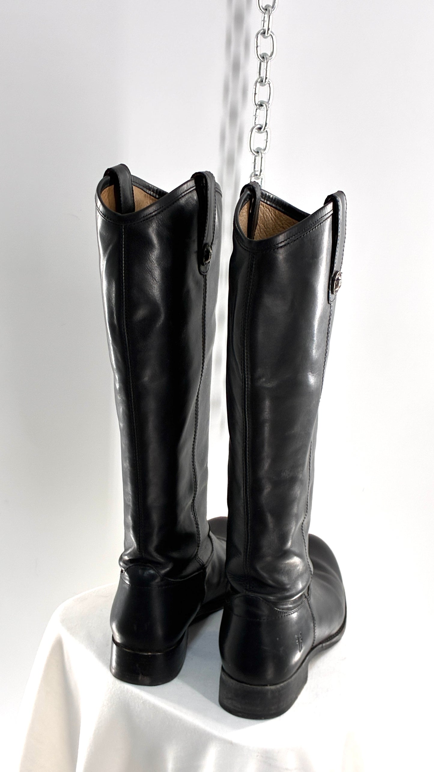 Vintage FRYE Melissa Tall Black Leather Button Boot Made in Mexico (7.5)