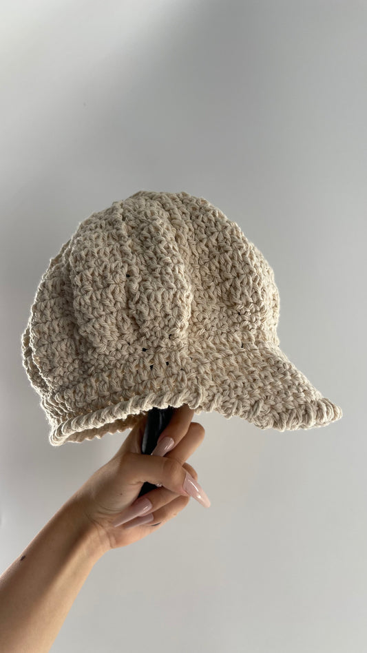 Imported Handmade Beige Crochet Newsboy Paperboy Cap