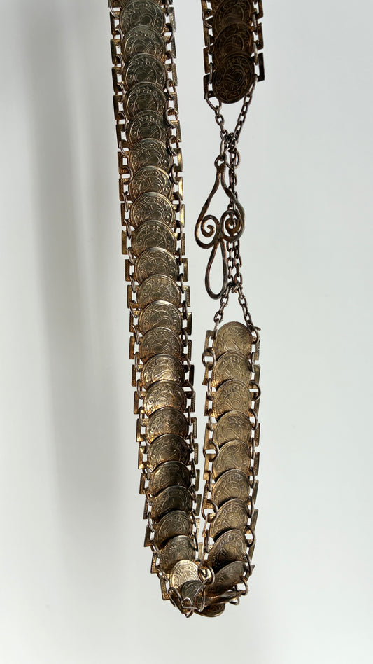 Vintage Bronze Coin Chainlink Belt