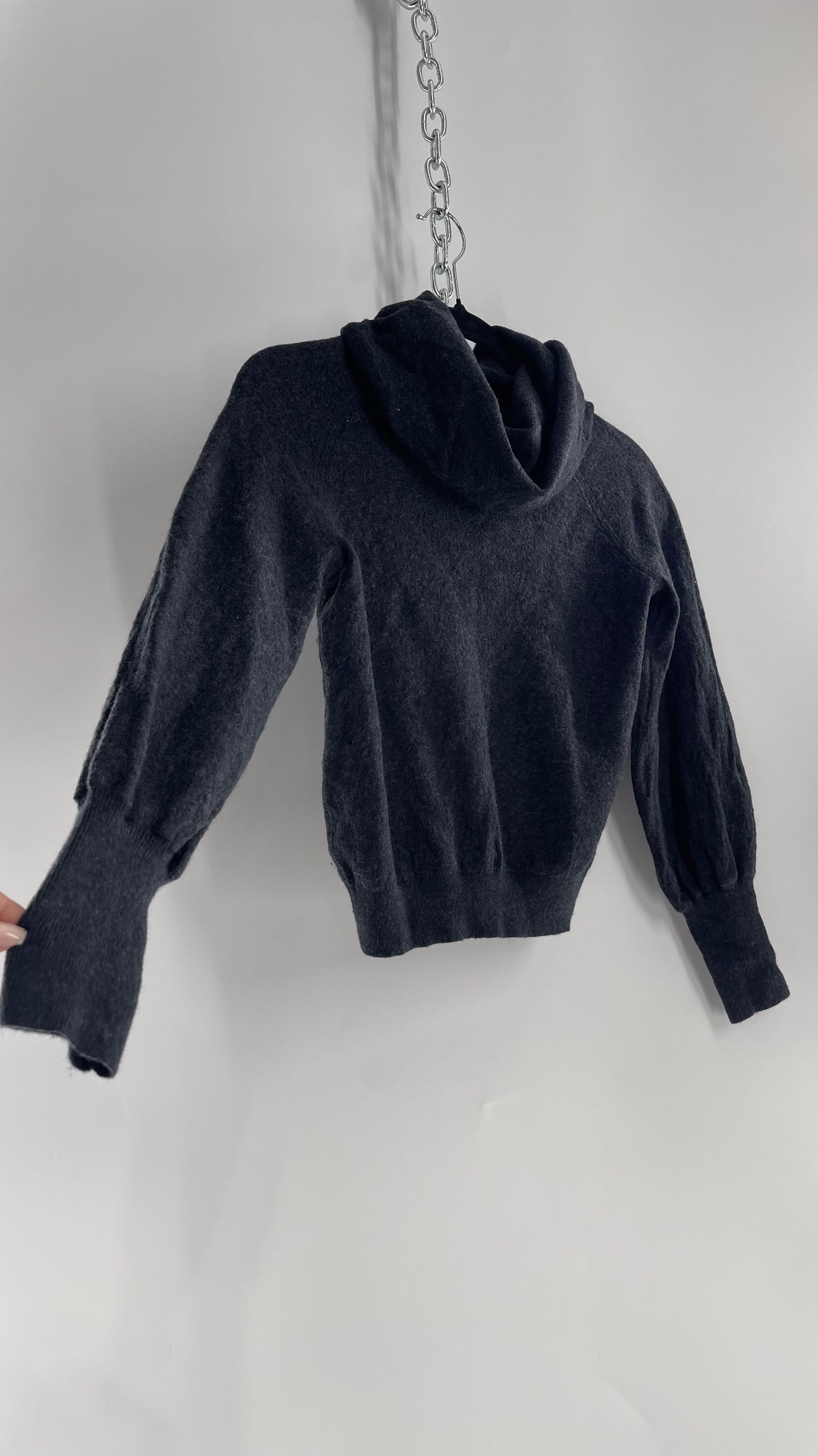 Anthropologie Charcoal 100% Merino Wool Gray Turtle Neck Sweater (Small)