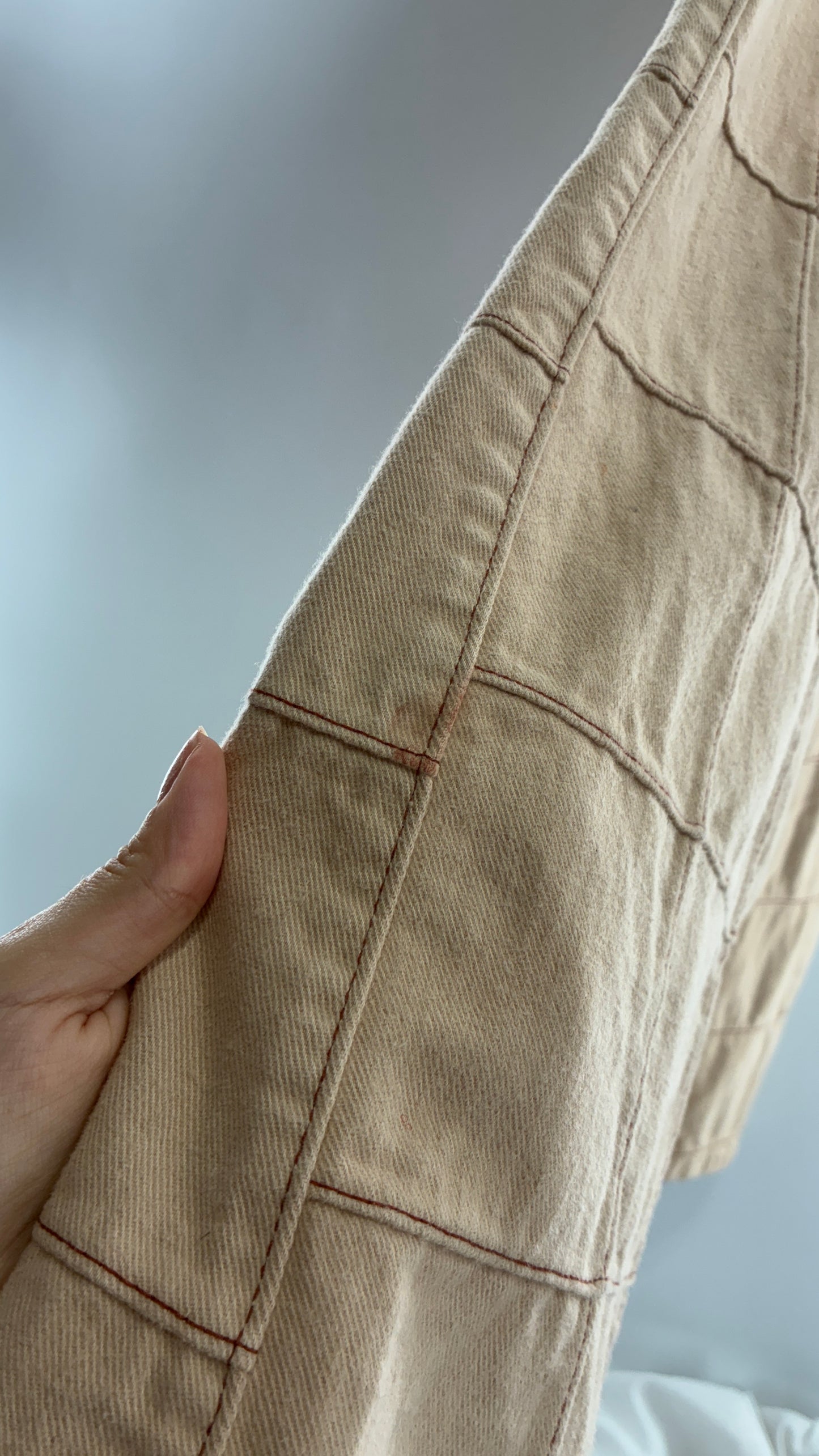 Vintage Tan Patchwork Flare with “X” Belt Loops (XS/S)
