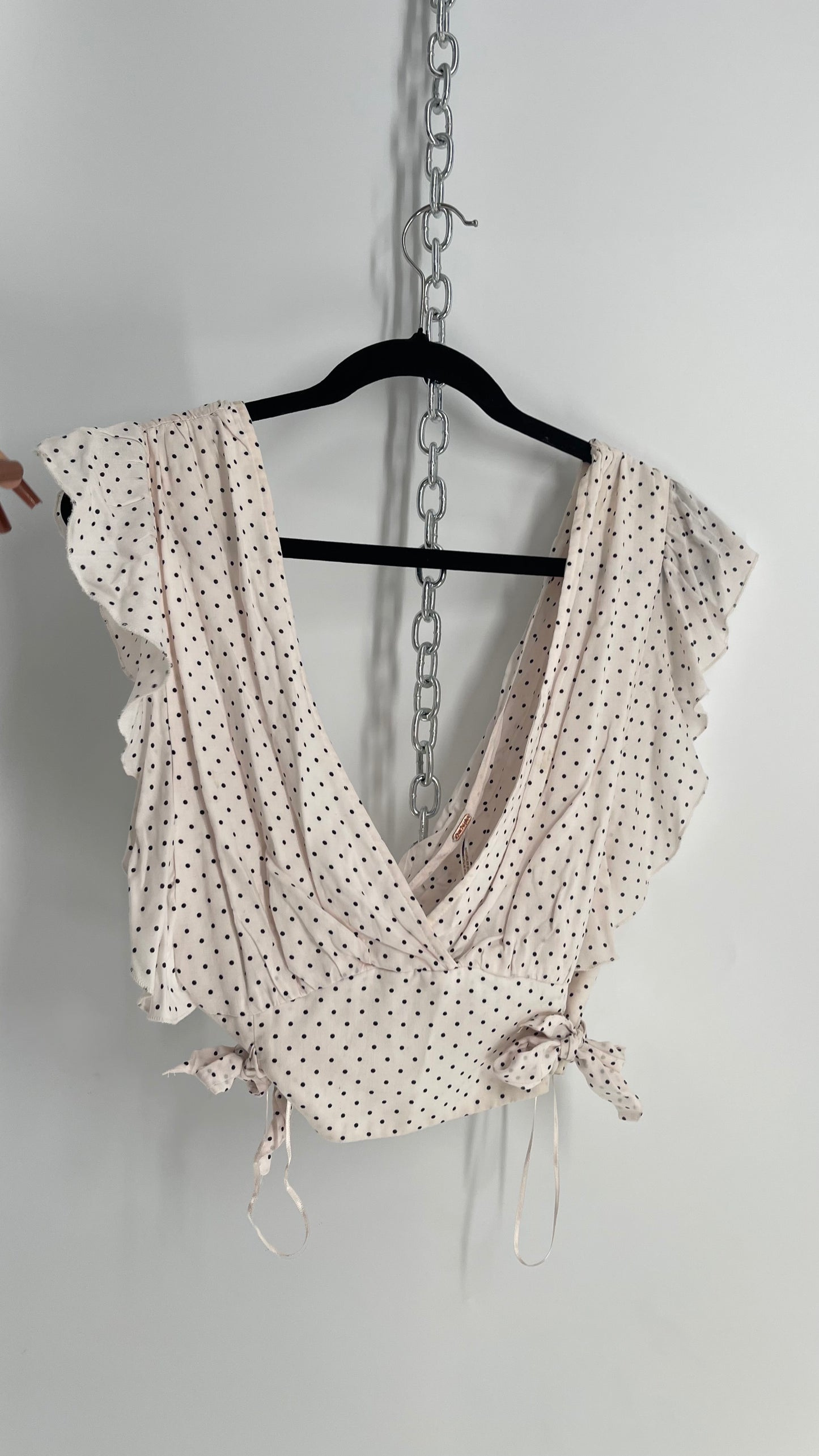 Free People Polka Dotted Camisole Tie Side Blouse (Large)