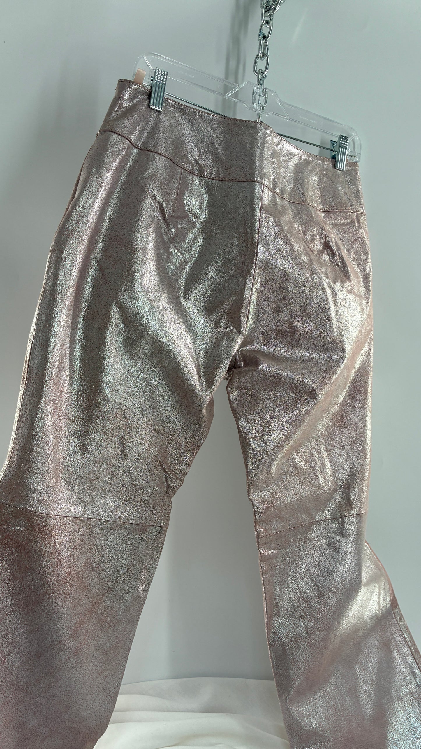 Vintage Deadstock METROSTYLE Pink Metallic Leather Low Rise Bottoms (12)