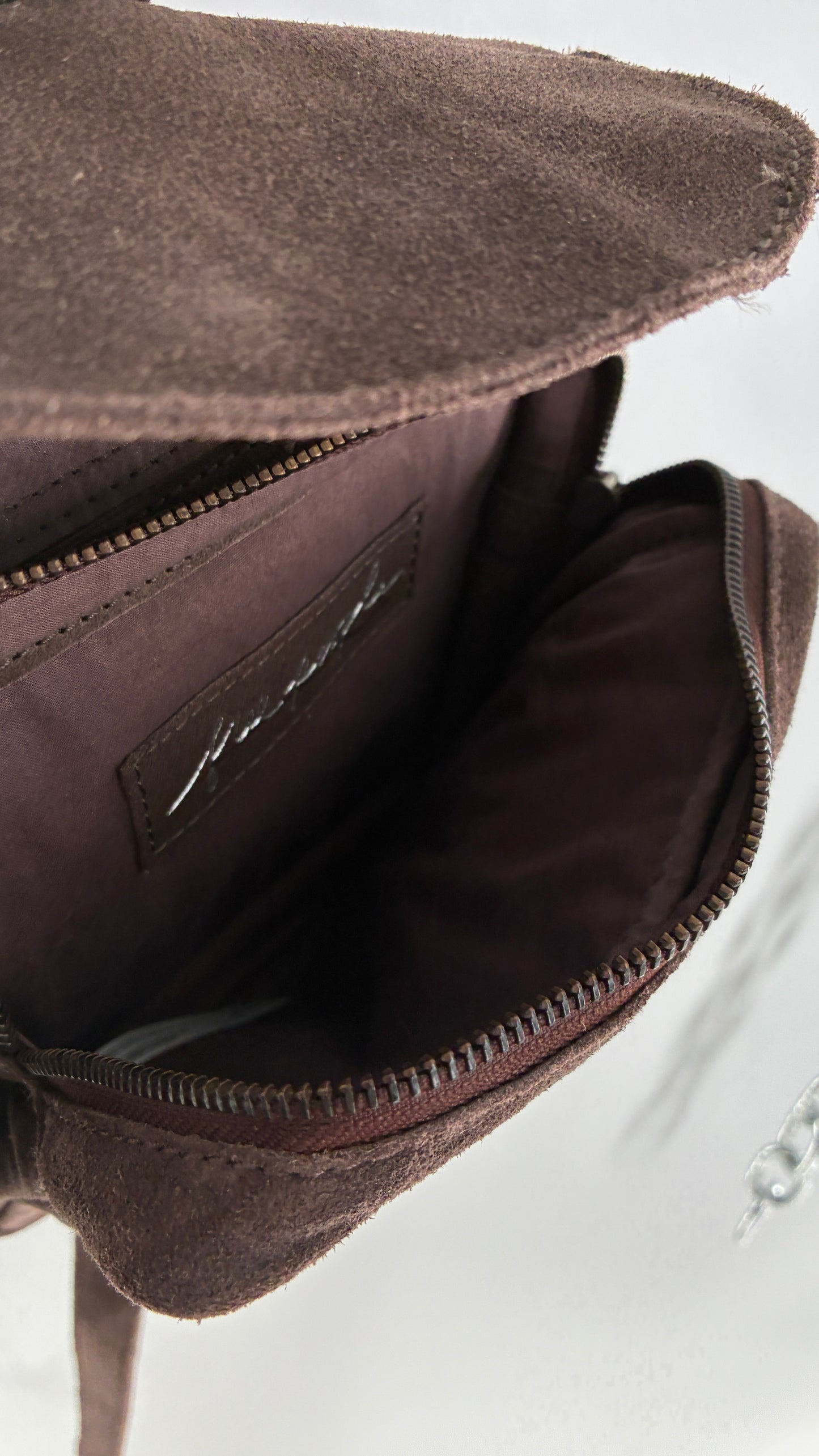 Free People Brown Suede Leather Crossbody Pouch Purse