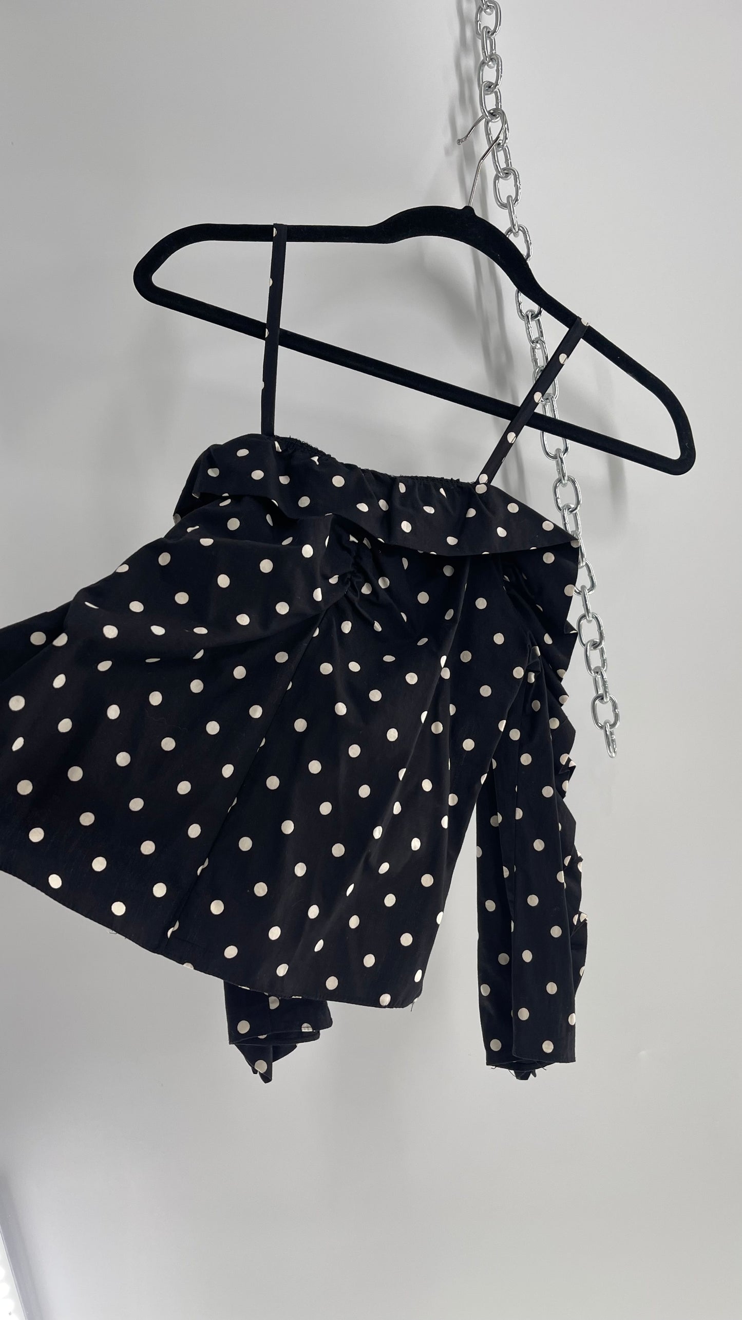 Urban Outfitters Silence and Noise Black and White Polka Dot Ruffle Sleeve Blouse (small)