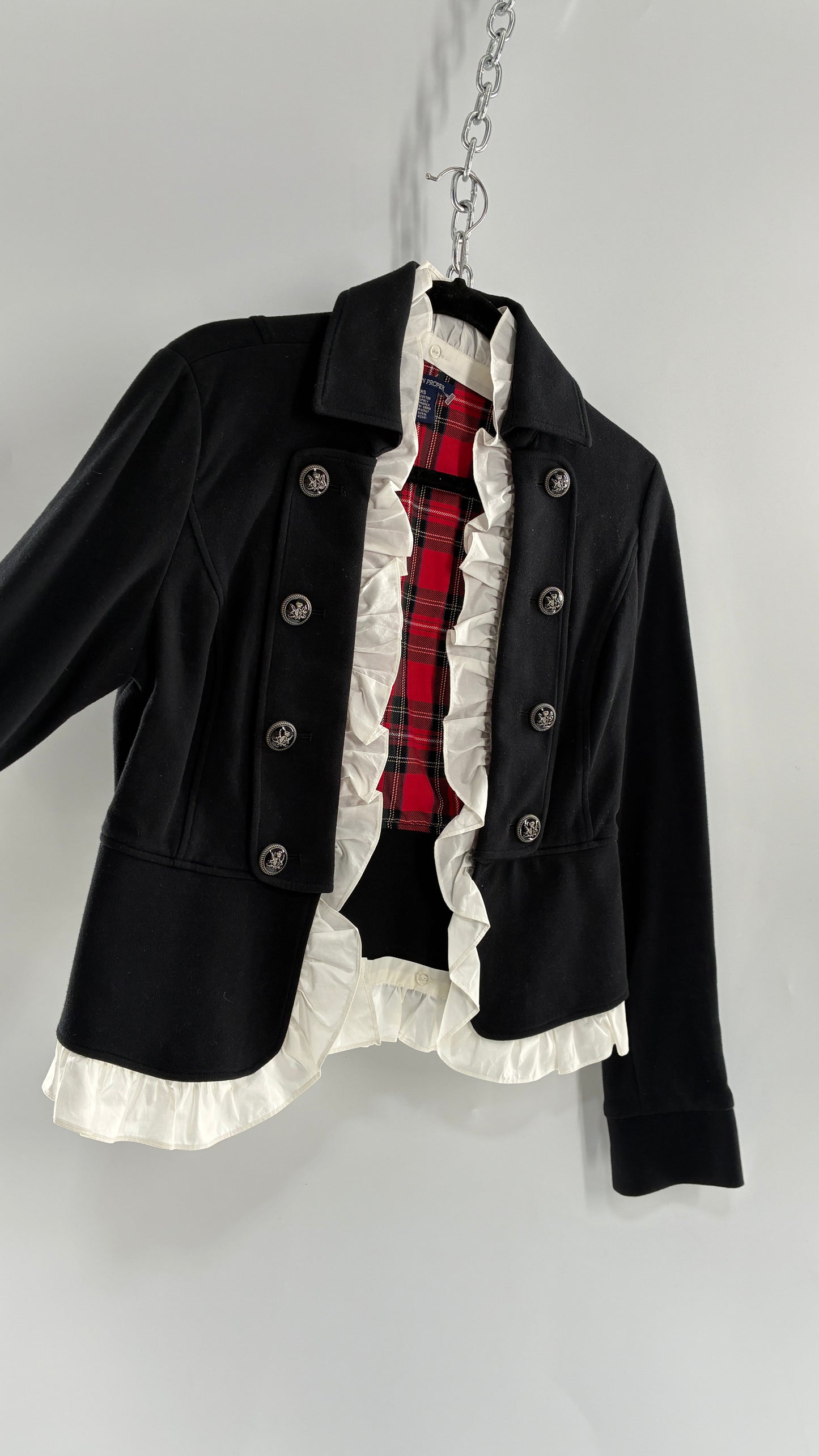 Vintage BOSTON PROPER 1990s School Girl/Drummer Jacket with Removable Ruffle Trim (XS)