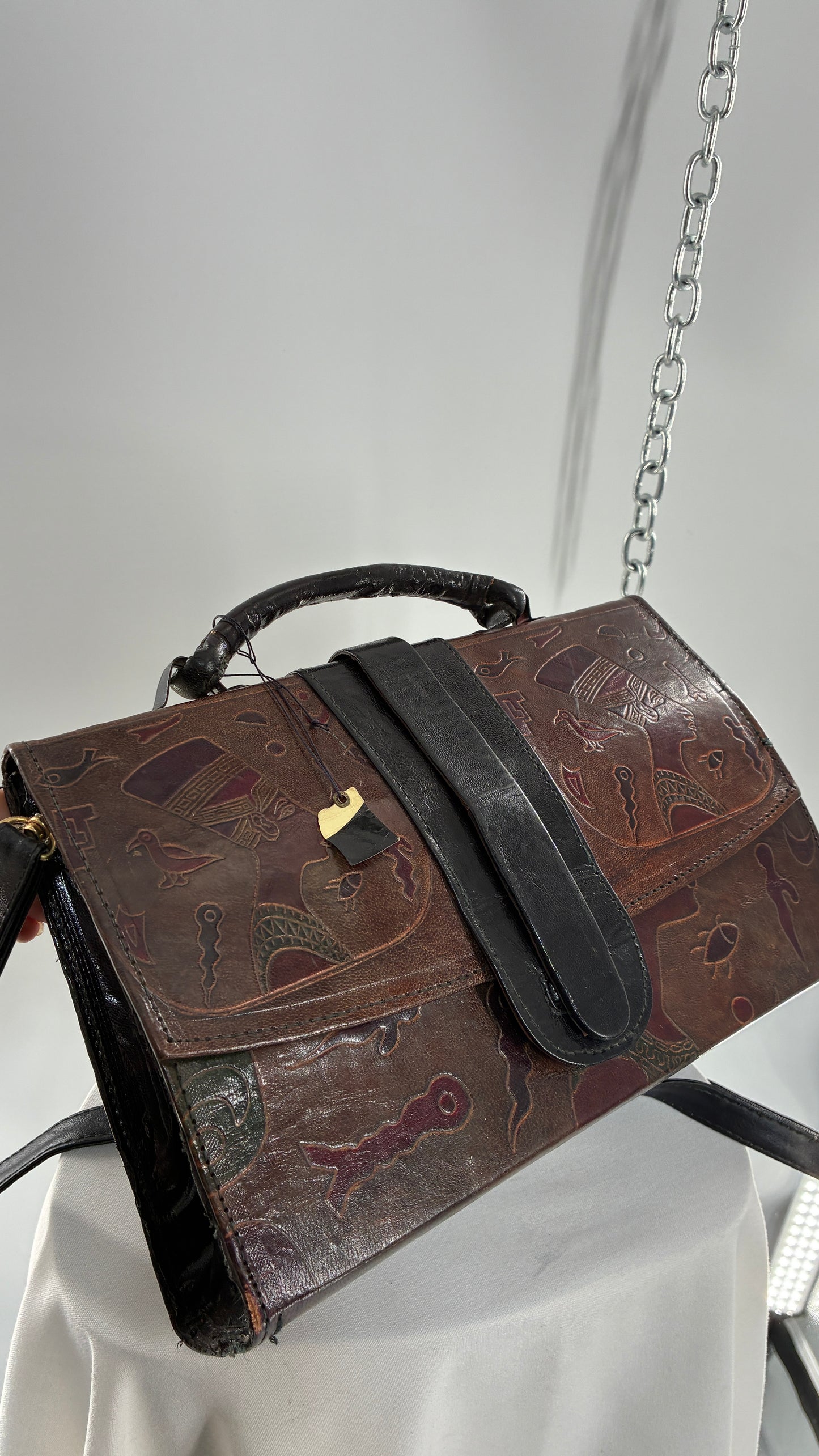 Deadstock Vintage African Leather Engraved Cross Body