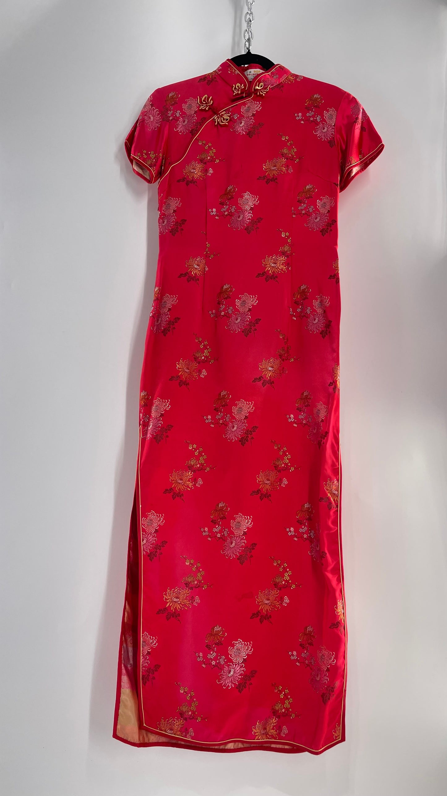 Vintage Golden Bee Silk Chinese QiPao  (C) (36)