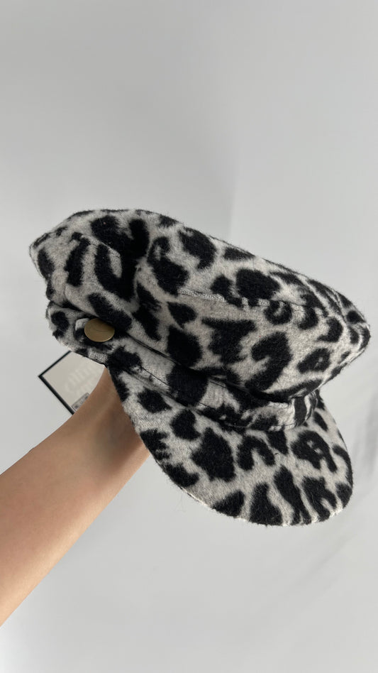 Leopard Paperboy Rocker Cap with Tags Attached