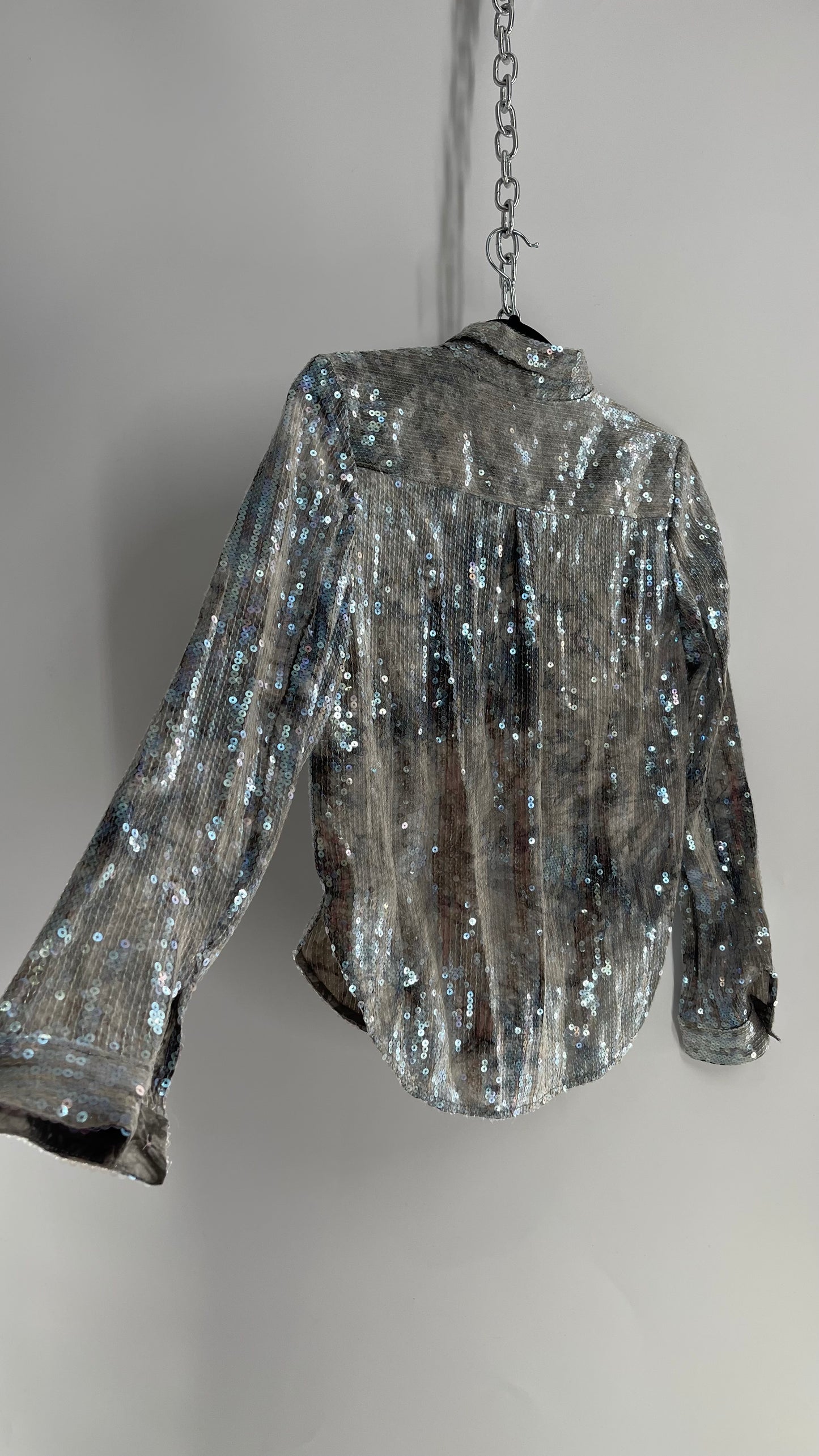 PILCRO Anthropologie Iridescent Sequin Grey Blue and Tags Attached (XXS)