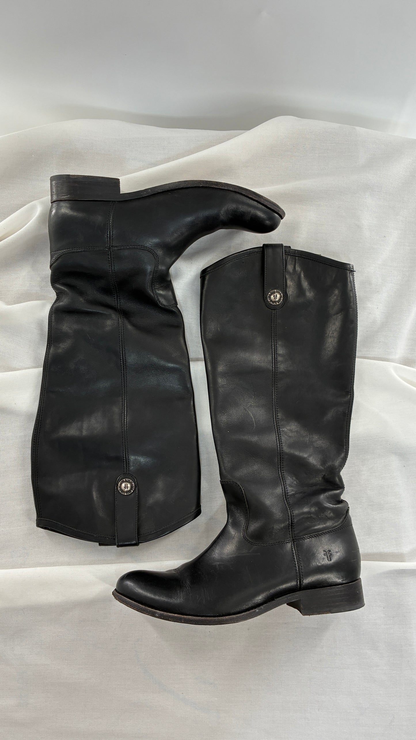 Vintage FRYE Melissa Tall Black Genuine Leather Boots Made in Mexico (8)