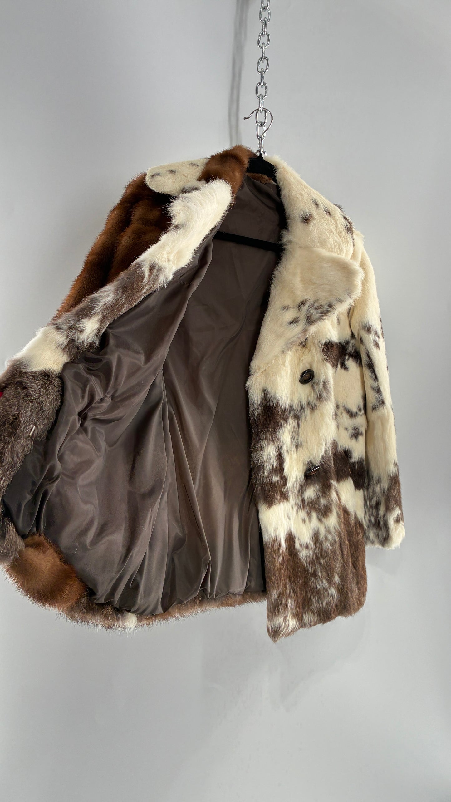 Vintage No Tags Handmade Patchwork Genuine Fur Coat (Medium)