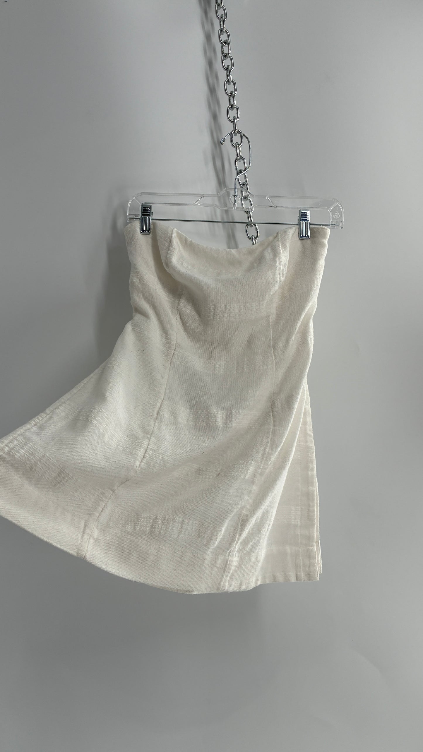 Free People White Side Slit Long Tie Back Button Side Tube Top (S)