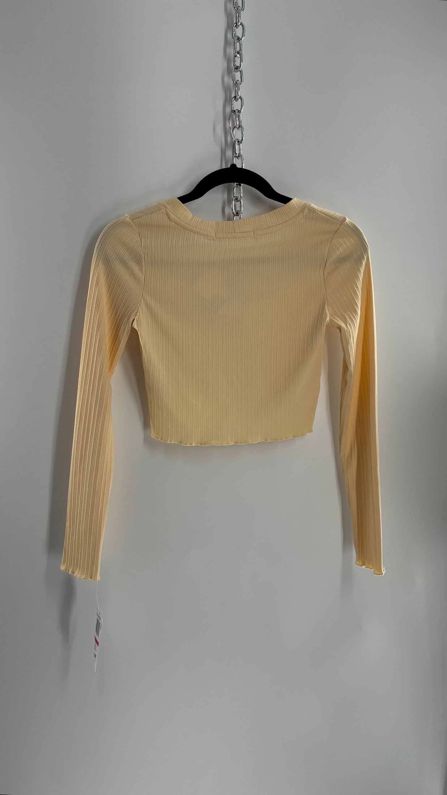WALLFLOWER Baby Yellow Ribbed Cardigan with Tags Attached (XS)