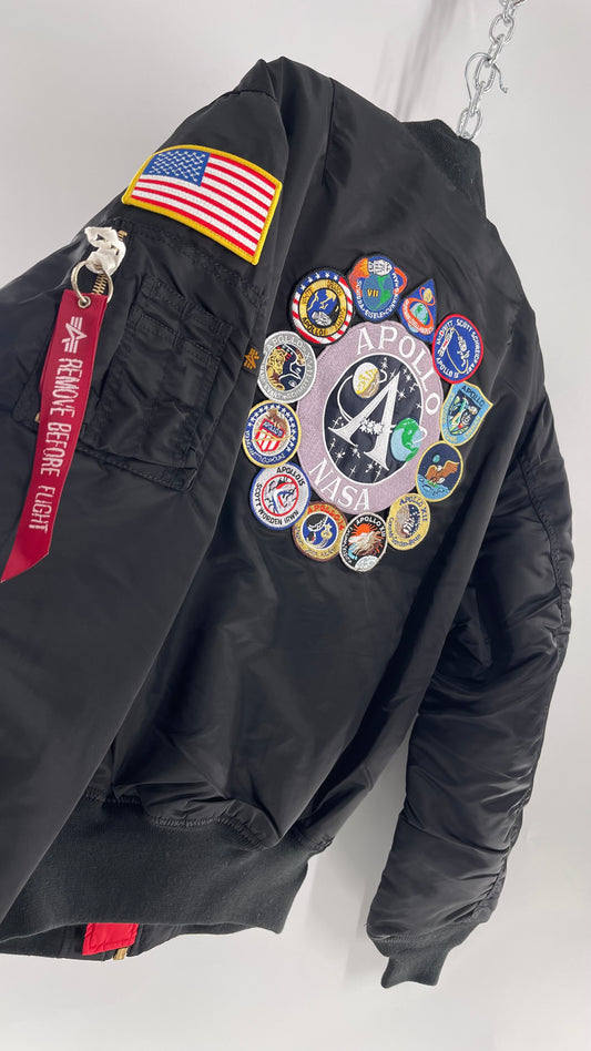 NASA Black Bomber Jacket with Tons of Patches Never Worn with Tags (XXL)