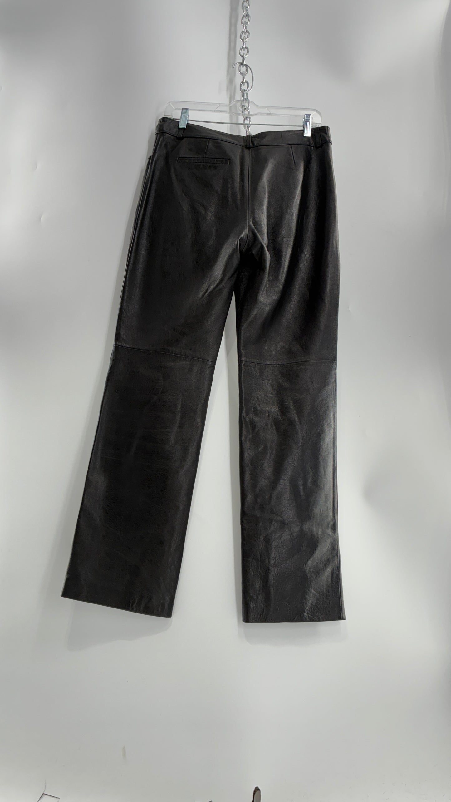 Vintage INC Black Soft Genuine Leather  Side Closure Pants (6)