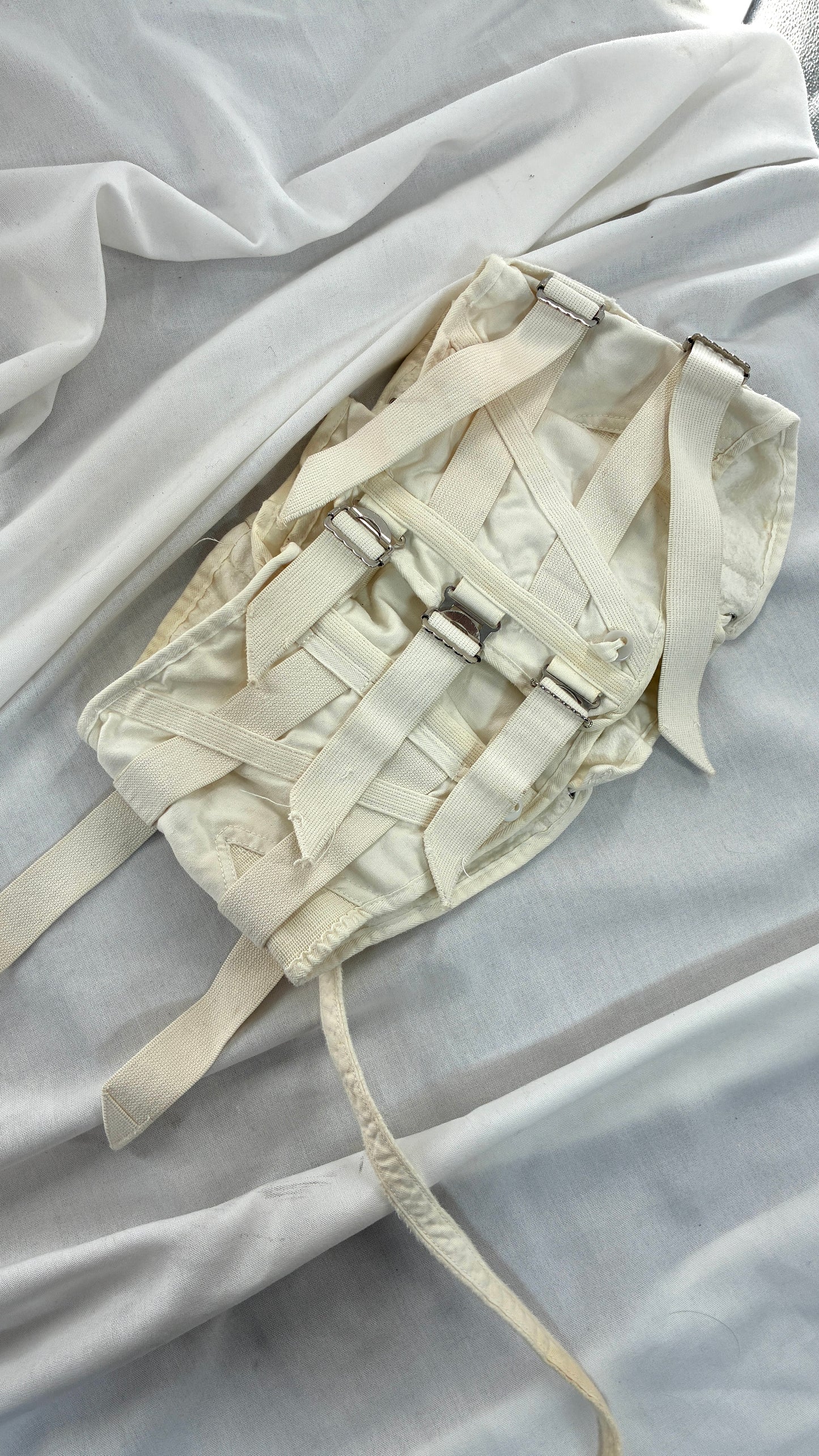 Vintage 1950s White Girdle Corset Brace Belt with Straps (Small)