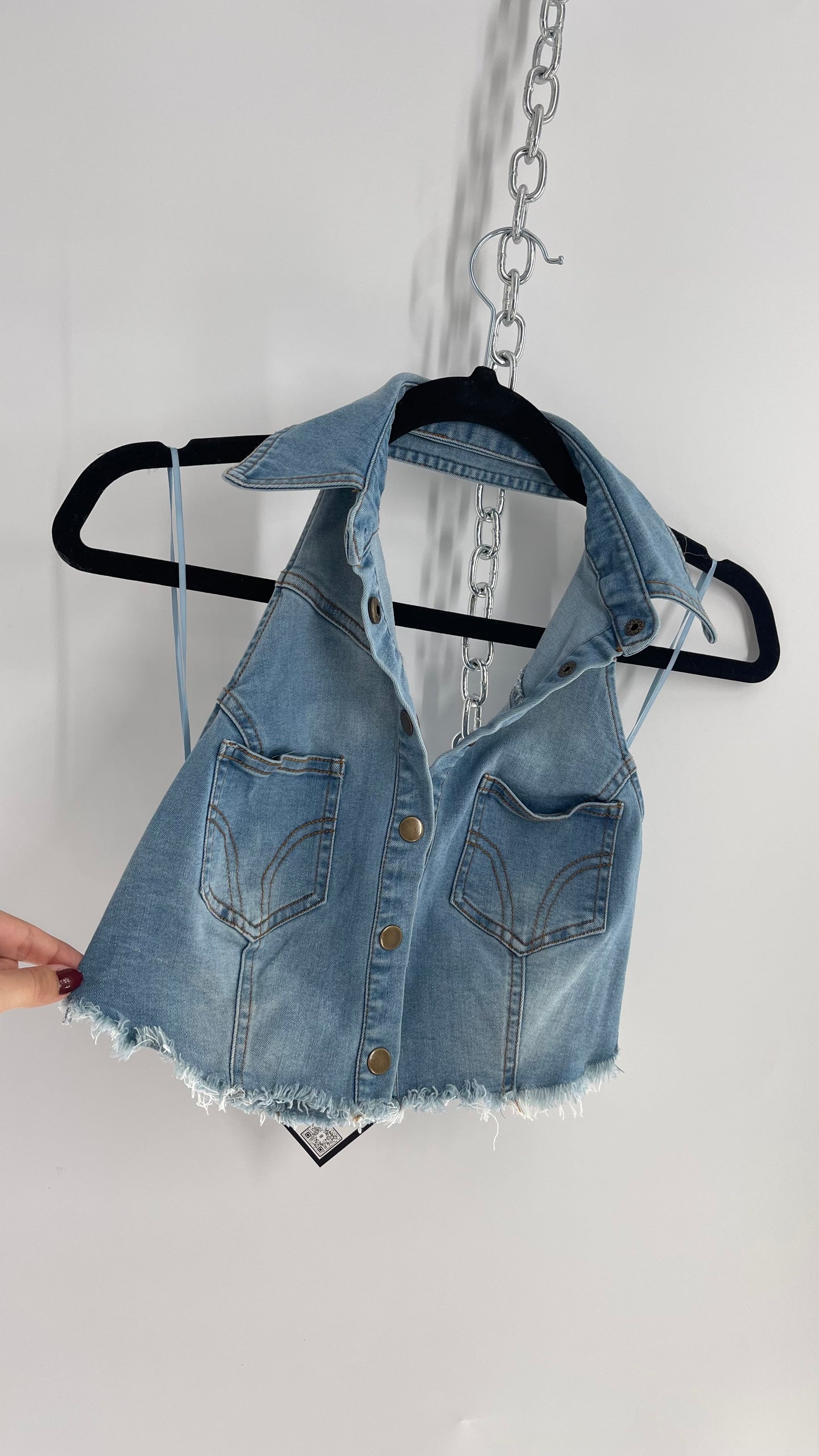 Urban Outiftters Vintage Style Reworked Light Wash Denim Vest (Small)